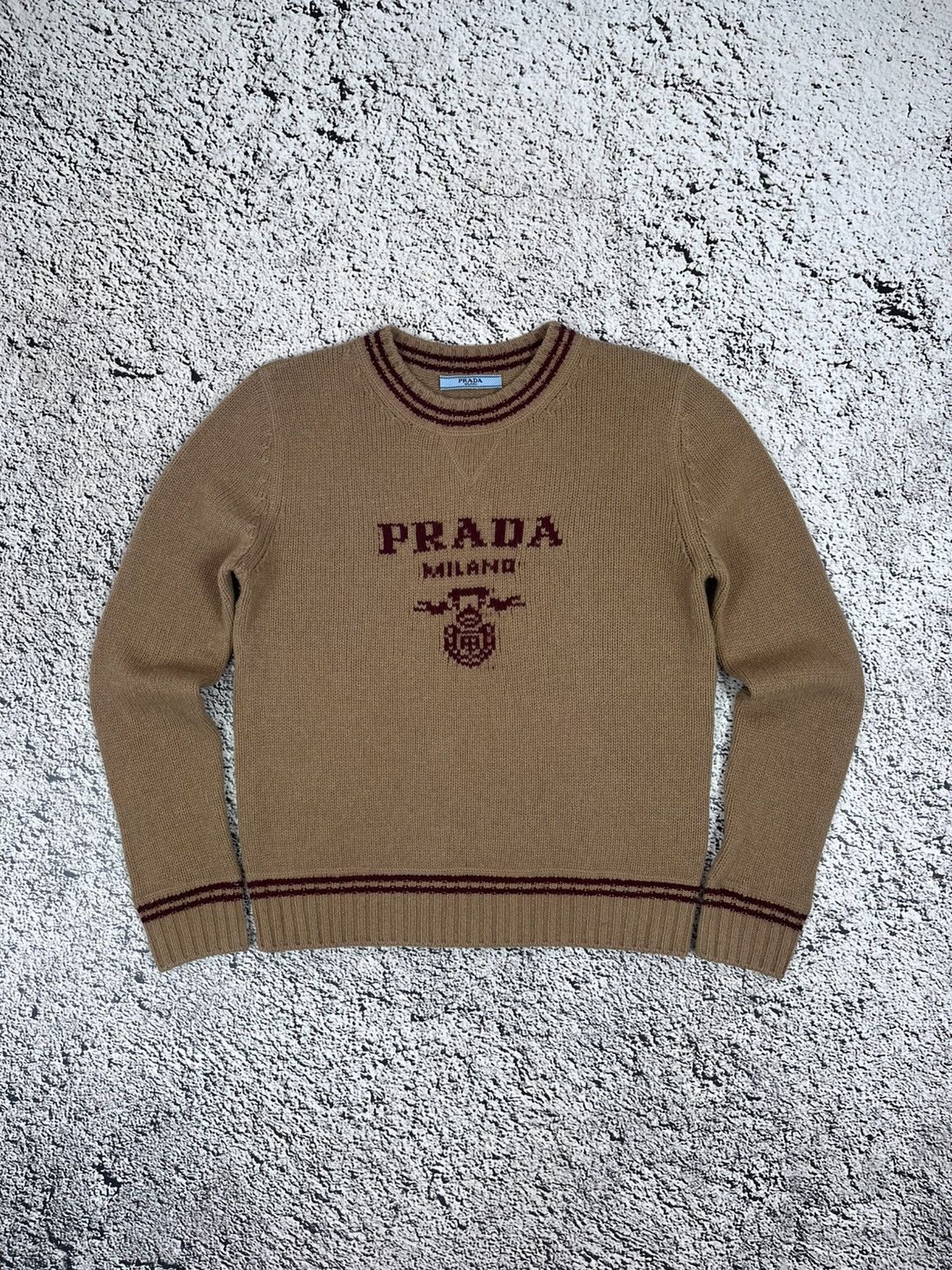 Prada Prada Milano Cashmere Wool Knit Sweater Brown Logo Size XS / US 0-2 / IT 36-38 - 1 Thumbnail