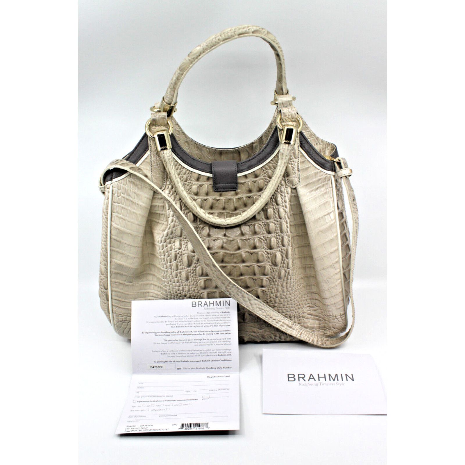 NEW BRAHMIN Elisa Paloma Tri-Texture Hobo Bag Purse $435