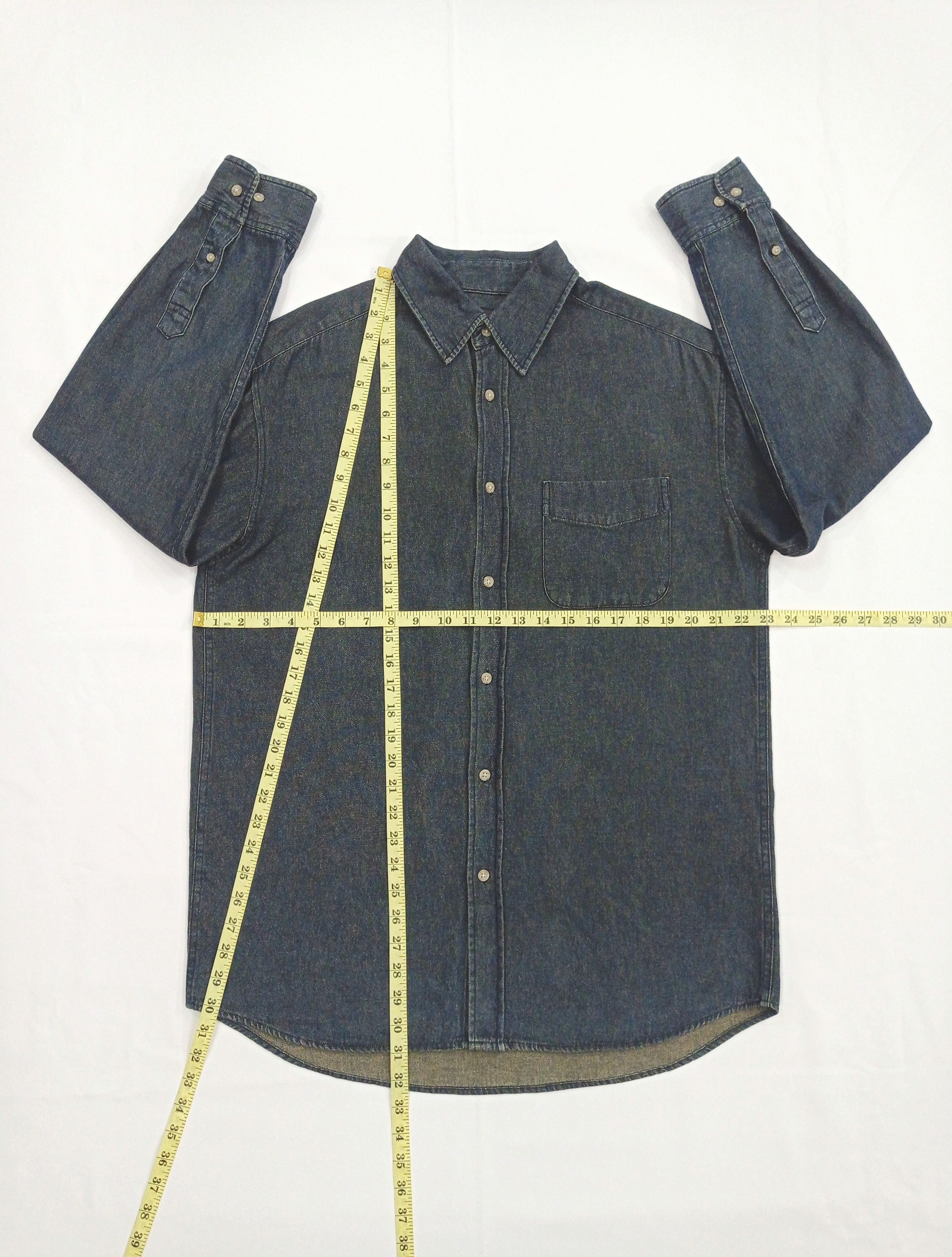 Denim Shirt Size L - 100% Cotton, Dark Blue, 9.5/10