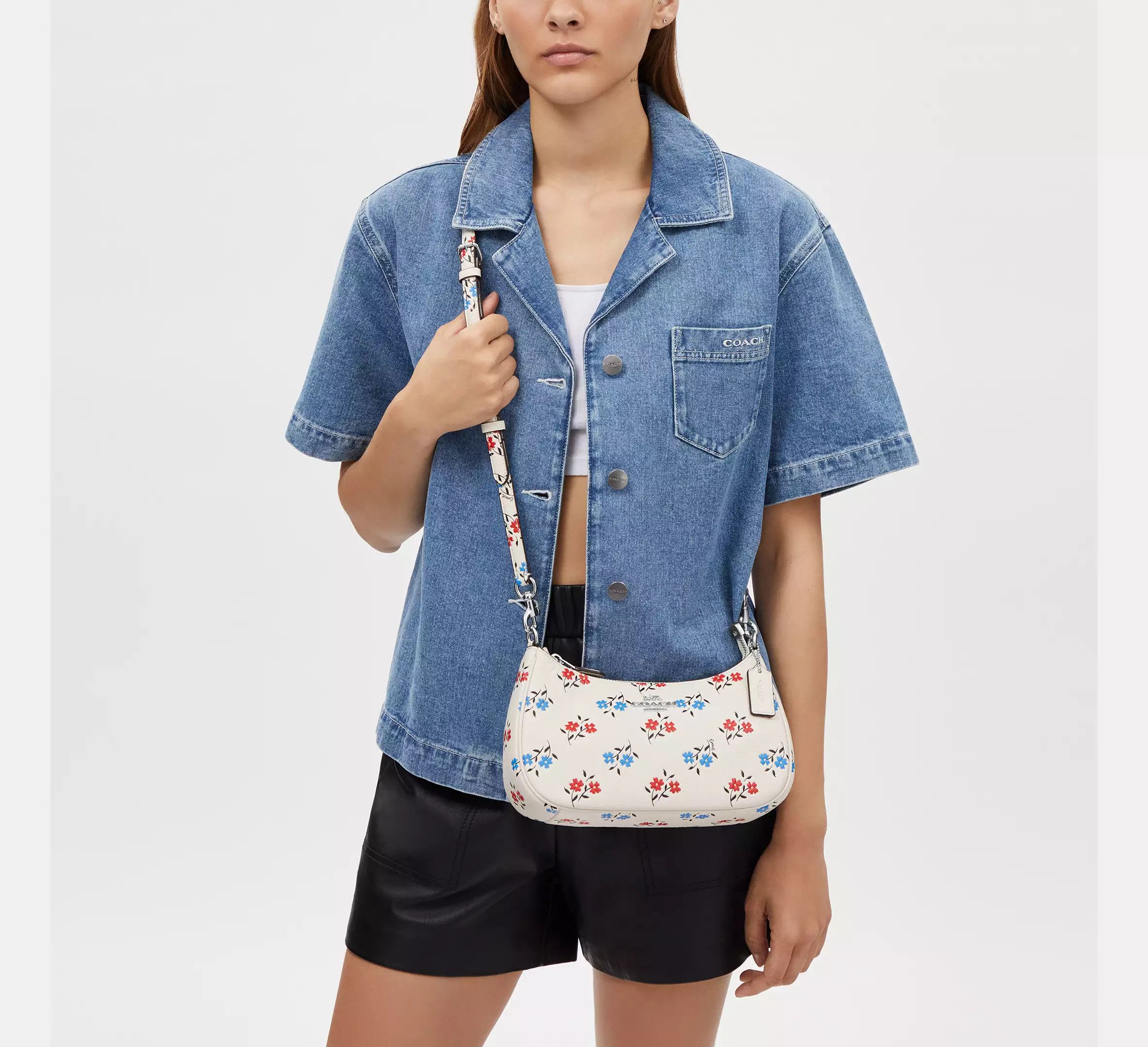 Coach Teri Shoulder Bag With Floral Print CT830 Size ONE SIZE - 7 Thumbnail