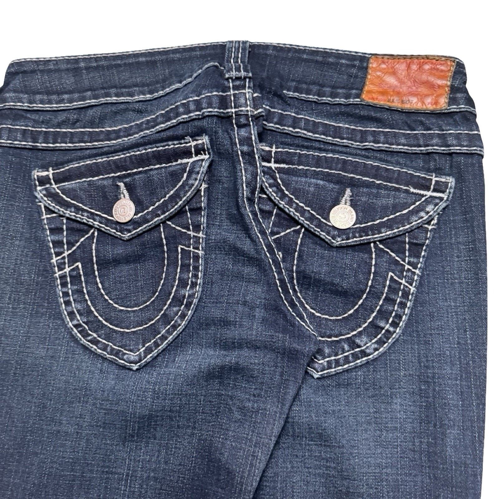 True Religion True Religion Julie Big T Jeans Womens 29 Low Rise Dark Wash Size 29" - 3 Thumbnail