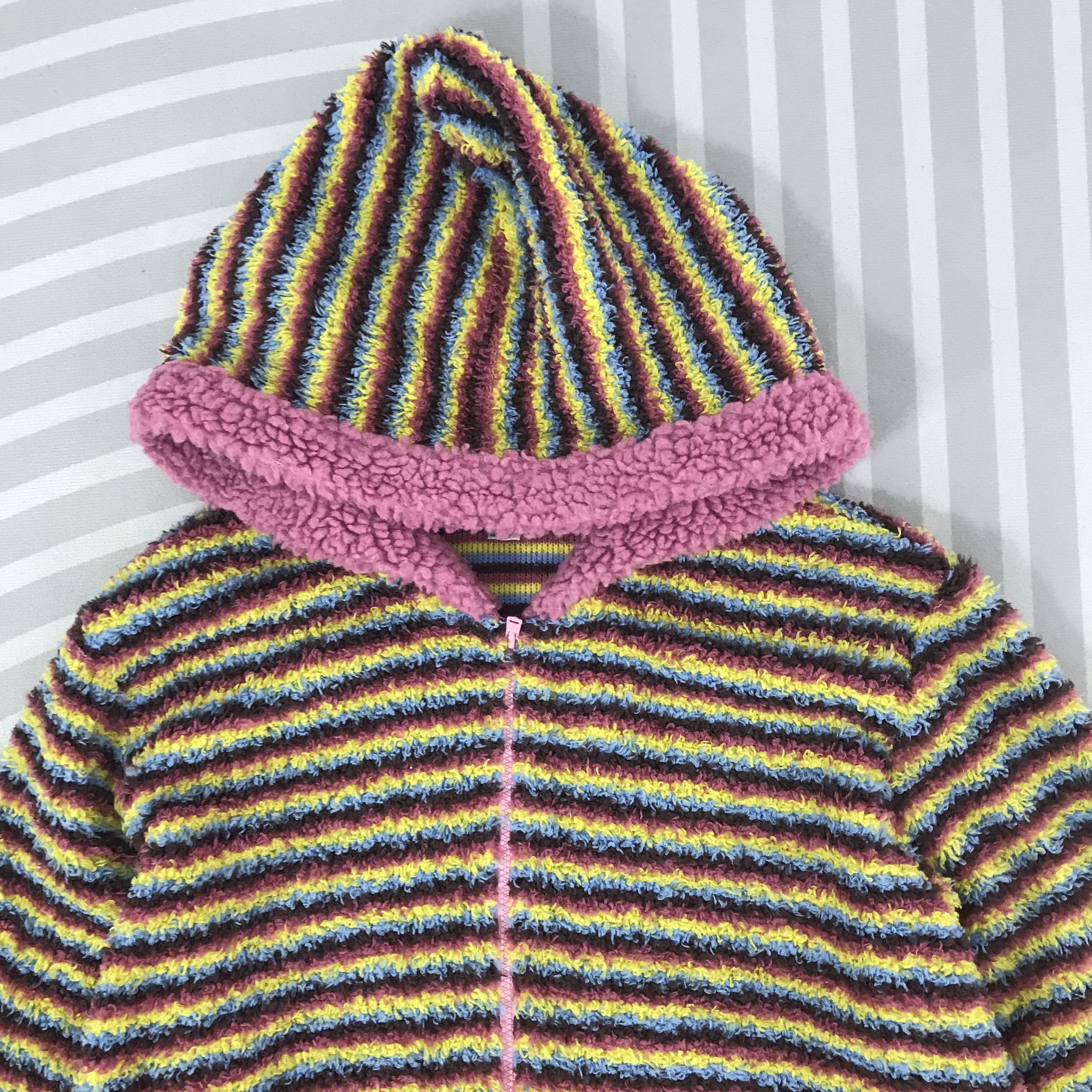 Japanese Brand × Vintage Vintage Love marchen sherpa striped zipper Jacket Size M / US 6-8 / IT 42-44 - 2 Thumbnail