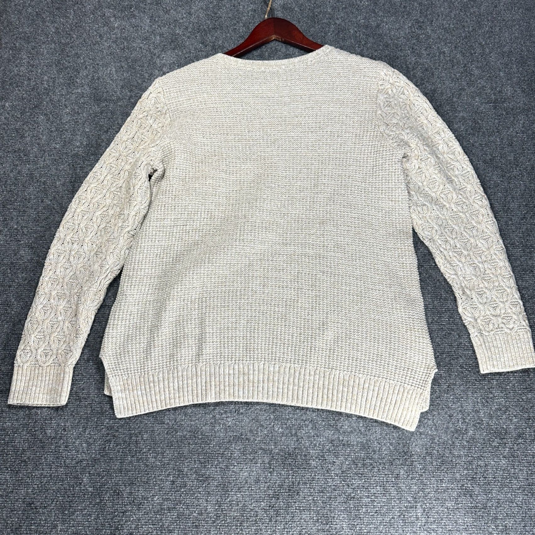 Vintage Jeanne Pierre Sweater Womens Large Beige Cotton Cable Knit Ribbed Hem Size L / US 10 / IT 46 - 5 Thumbnail