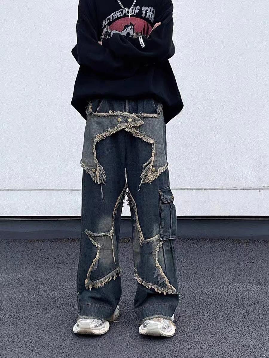 Jean STAR Embroidered Jeans, y2k Jeans Size US 33 - 2 Thumbnail