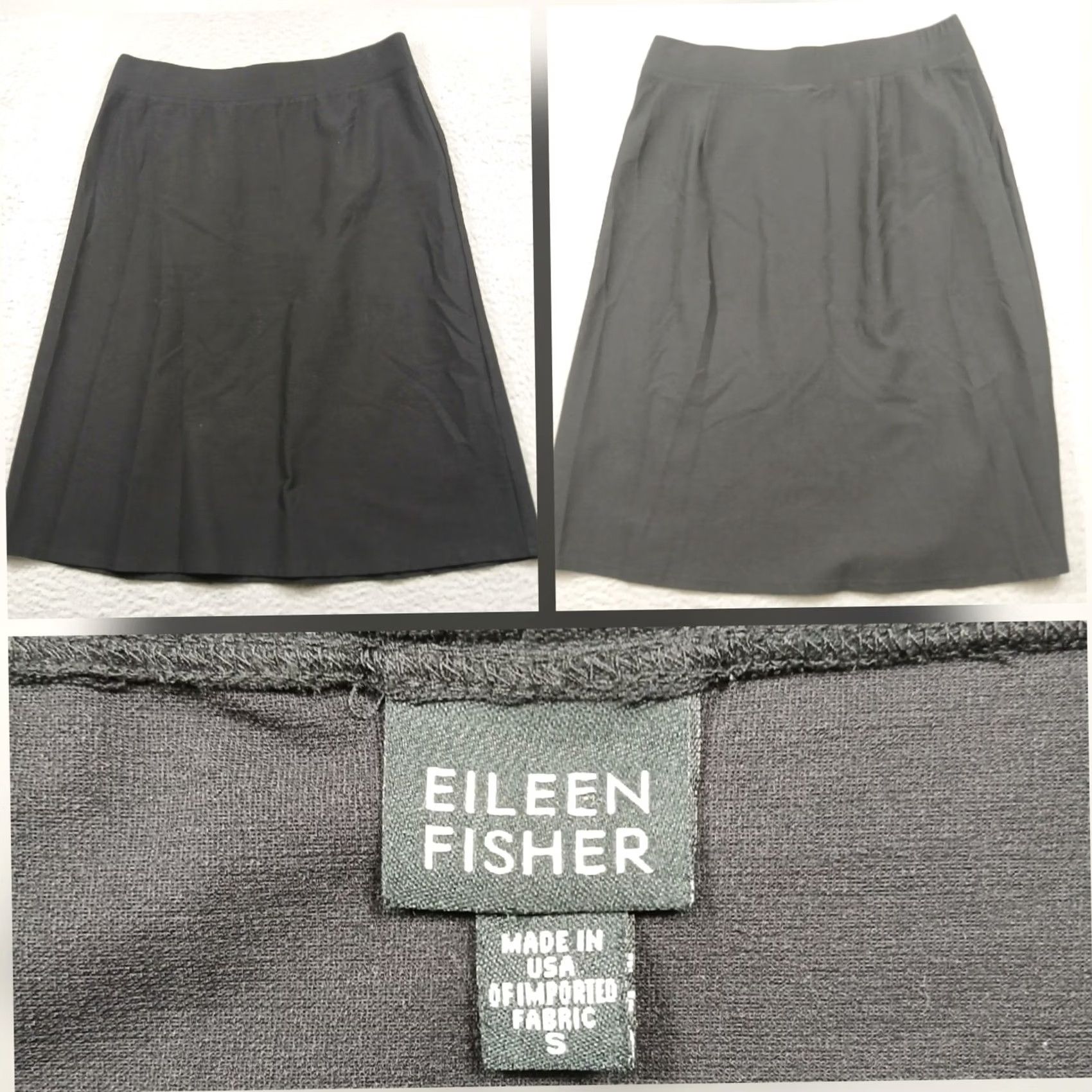 Eileen Fisher Eileen Fisher S320 Black Viscose Nylon Stretch A-Line Midi Skirt Womens S EUC Size 28" / US 6 / IT 42 - 2 Thumbnail