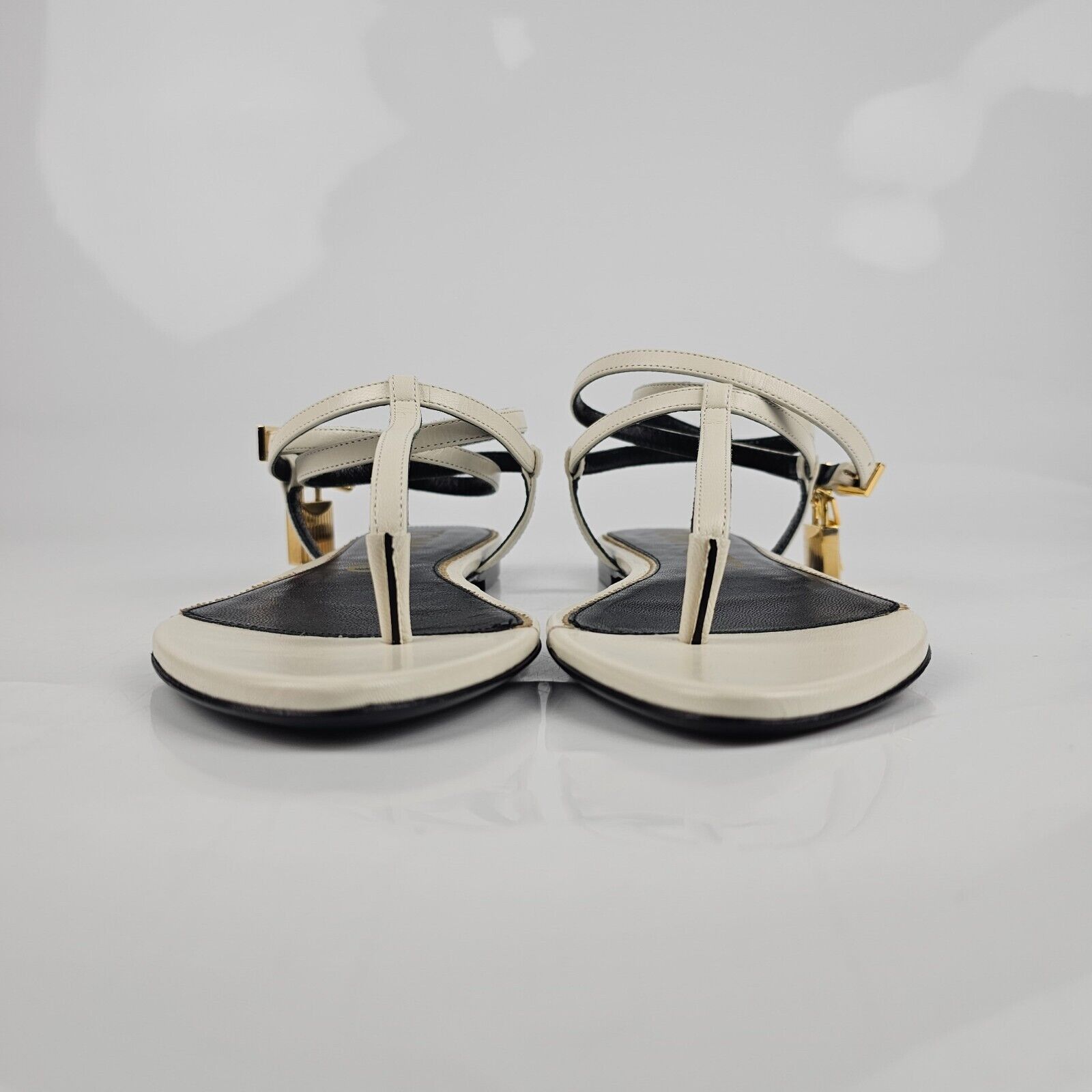 Tom Ford Tom Ford Padlock White Leather Sandals New Size US 7 / IT 37 - 4 Thumbnail