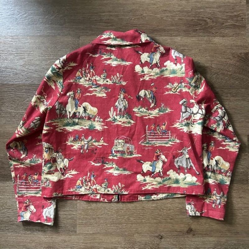 Vintage 70/80s Painted Pony Cotton Zip Up Jacket Size US XL / EU 56 / 4 - 4 Thumbnail