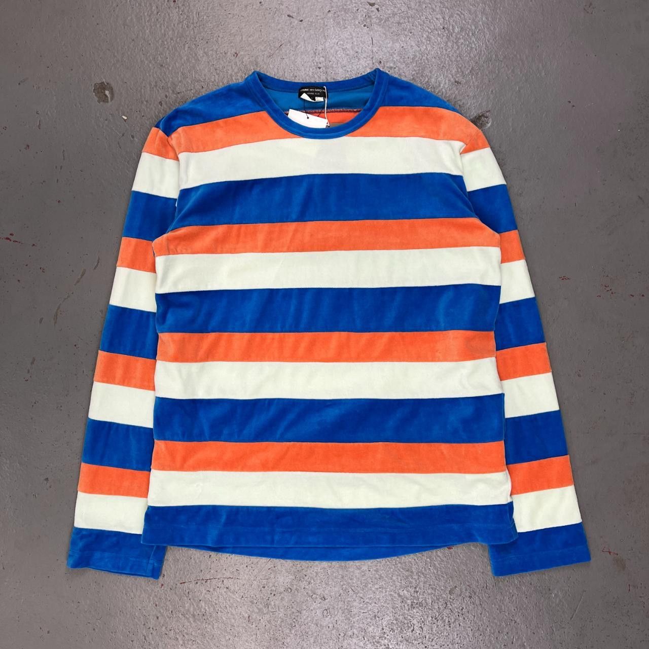 image of Comme Des Garcons Homme Plus Comme Des Garcon Homme Plus Velvet Striped T-Shirt, Men's (Size Large)