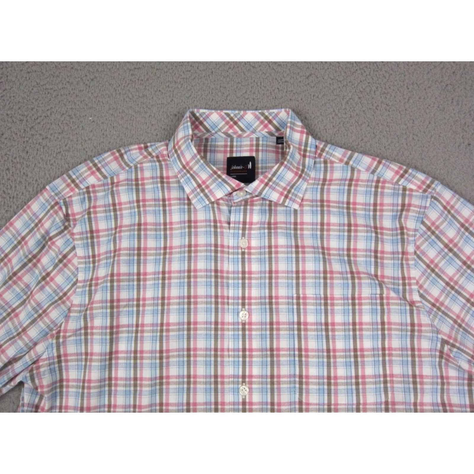 johnnie-O Johnnie-O Shirt Mens Large Pink Brown Plaid Button-Up Casual Classic Comfort Size US L / EU 52-54 / 3 - 2 Thumbnail
