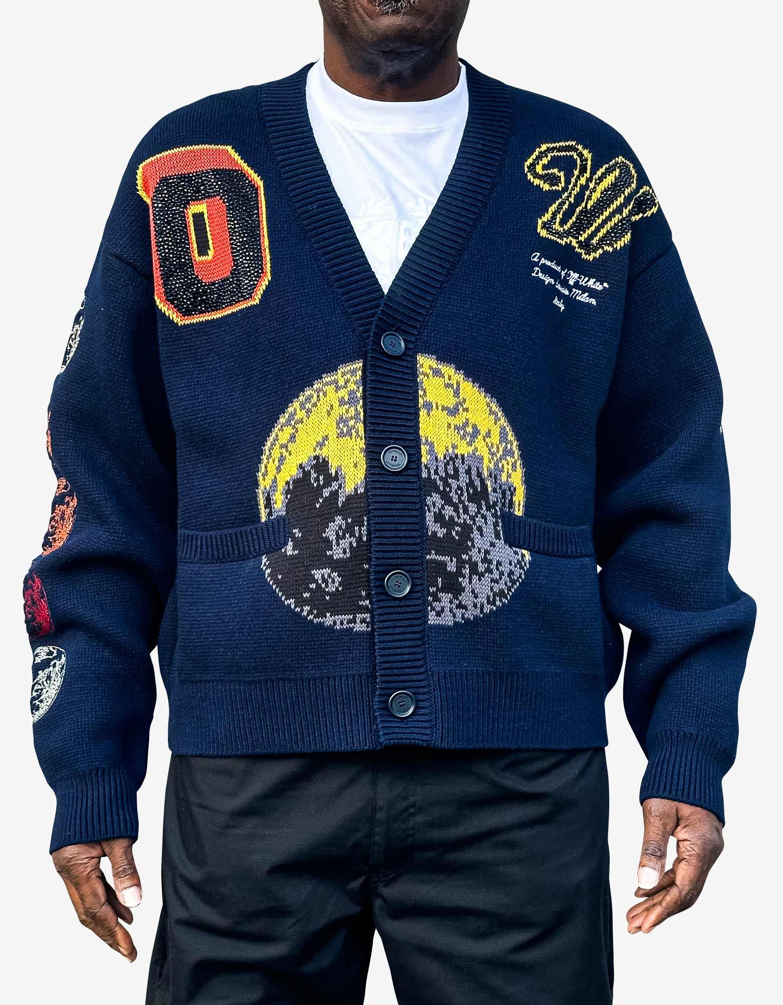 Off-White Blue Moon Phase Varsity Cardigan Size US M / EU 48-50 / 2 - 9 Thumbnail