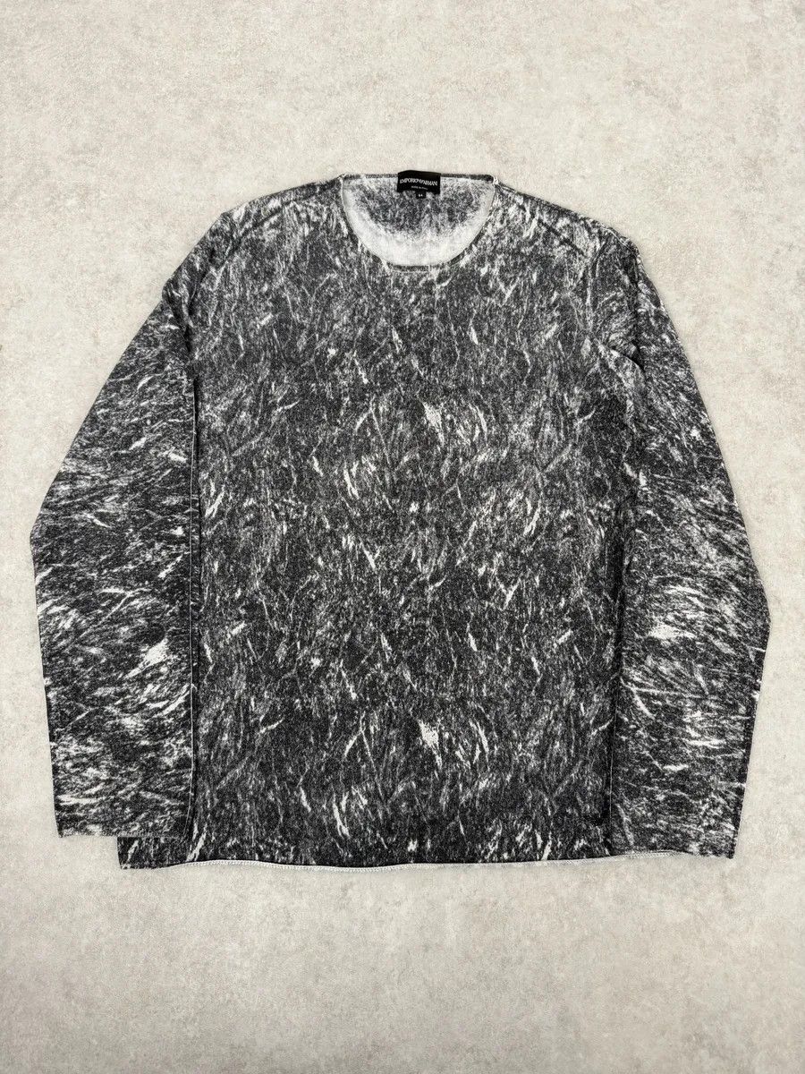 Emporio Armani AW2012 Emporio Armani Grey Eroded Abstract Sweater Size US M / EU 48-50 / 2 - 1 Thumbnail