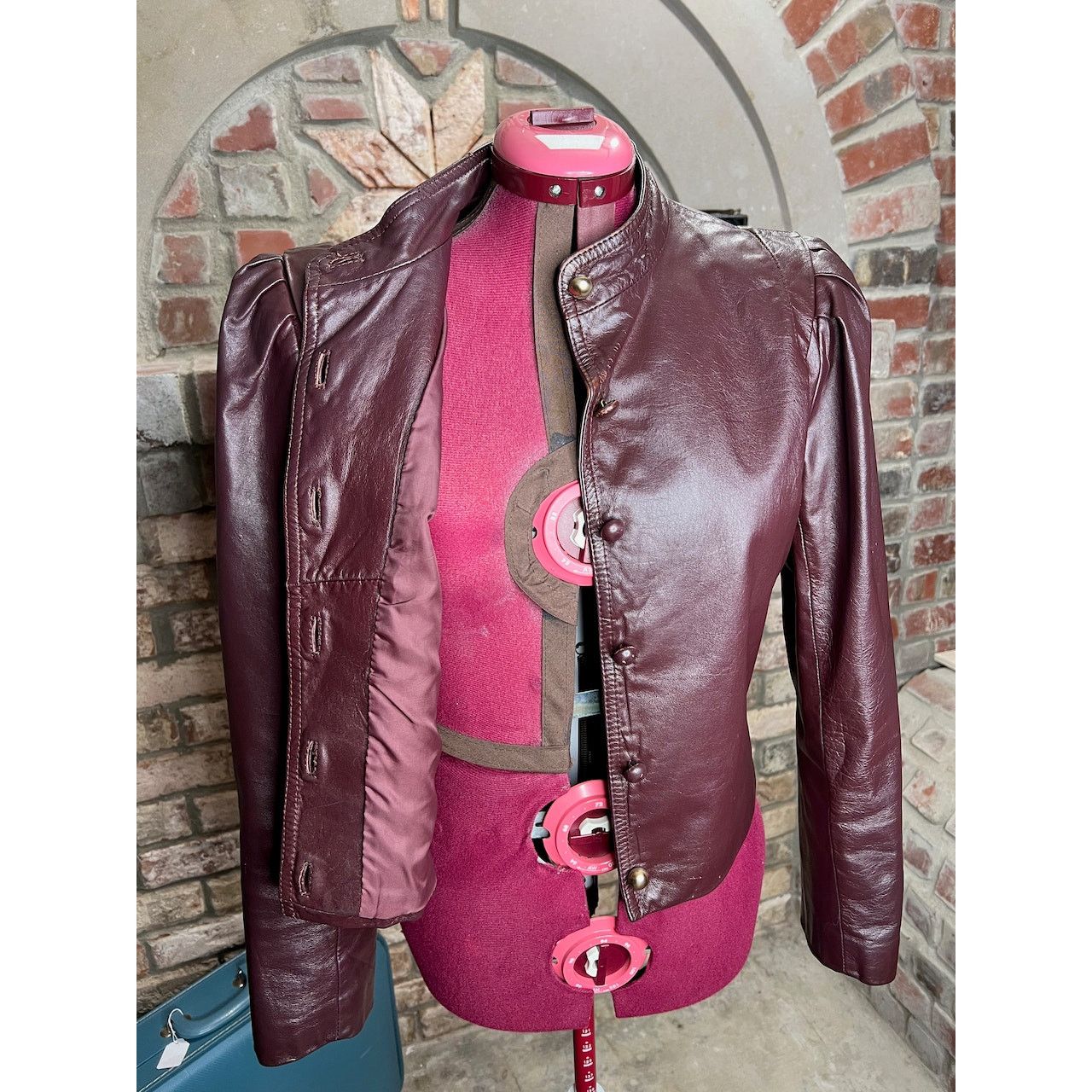High Sierra leather Jacket OXBLOOD red burgundy wine cropped puff sleeve Size XL / US 12-14 / IT 48-50 - 12 Thumbnail
