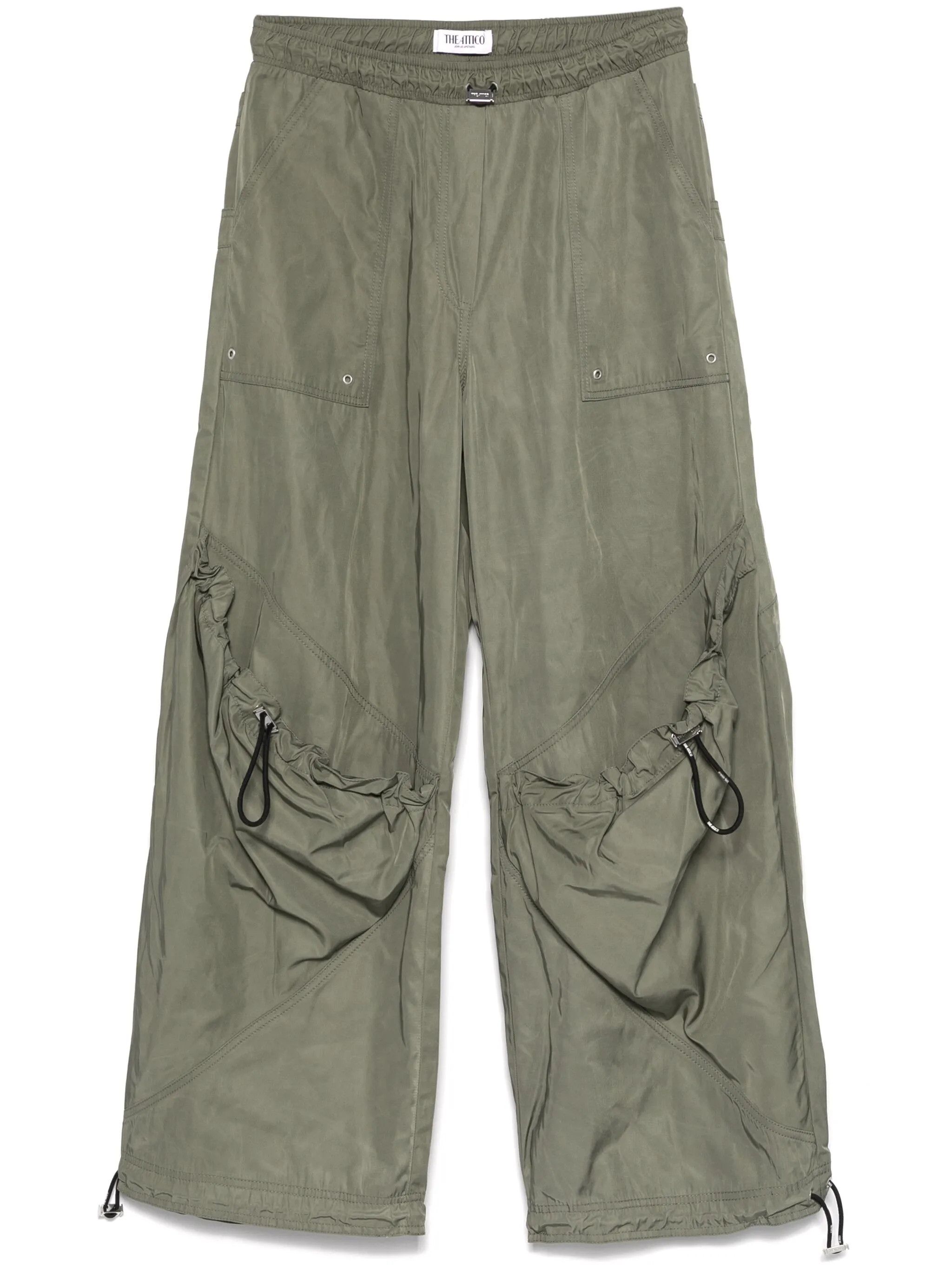 The Attico o1s22i1n0325 Elasticated Loose Fit Trousers Military Green Size 27" / US 4 / IT 40 - 1 Thumbnail