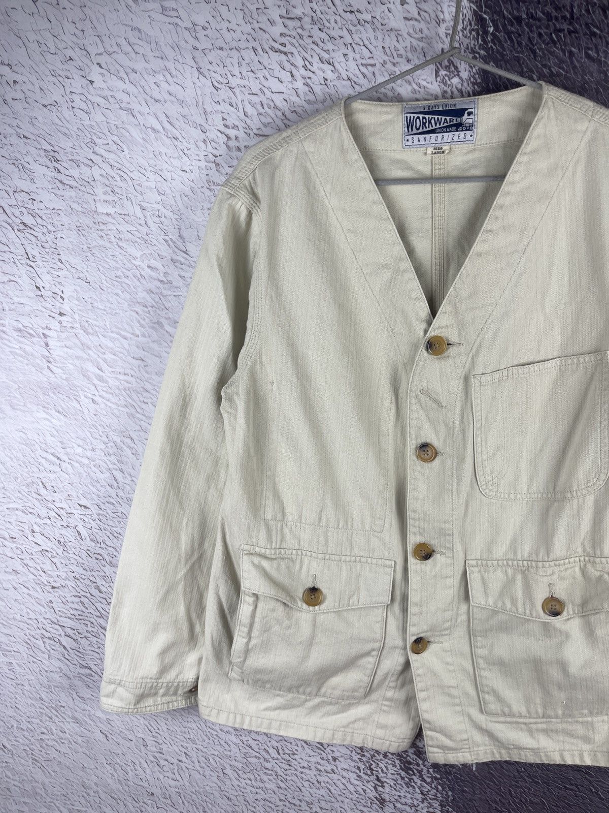 Japanese Brand 3 days union Workware Union Made beige blazer jacket work Size US L / EU 52-54 / 3 - 10 Thumbnail