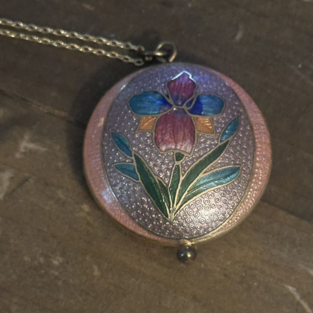 Vintage Vintage cloisonné Lilly pendant necklace Size ONE SIZE - 3 Thumbnail