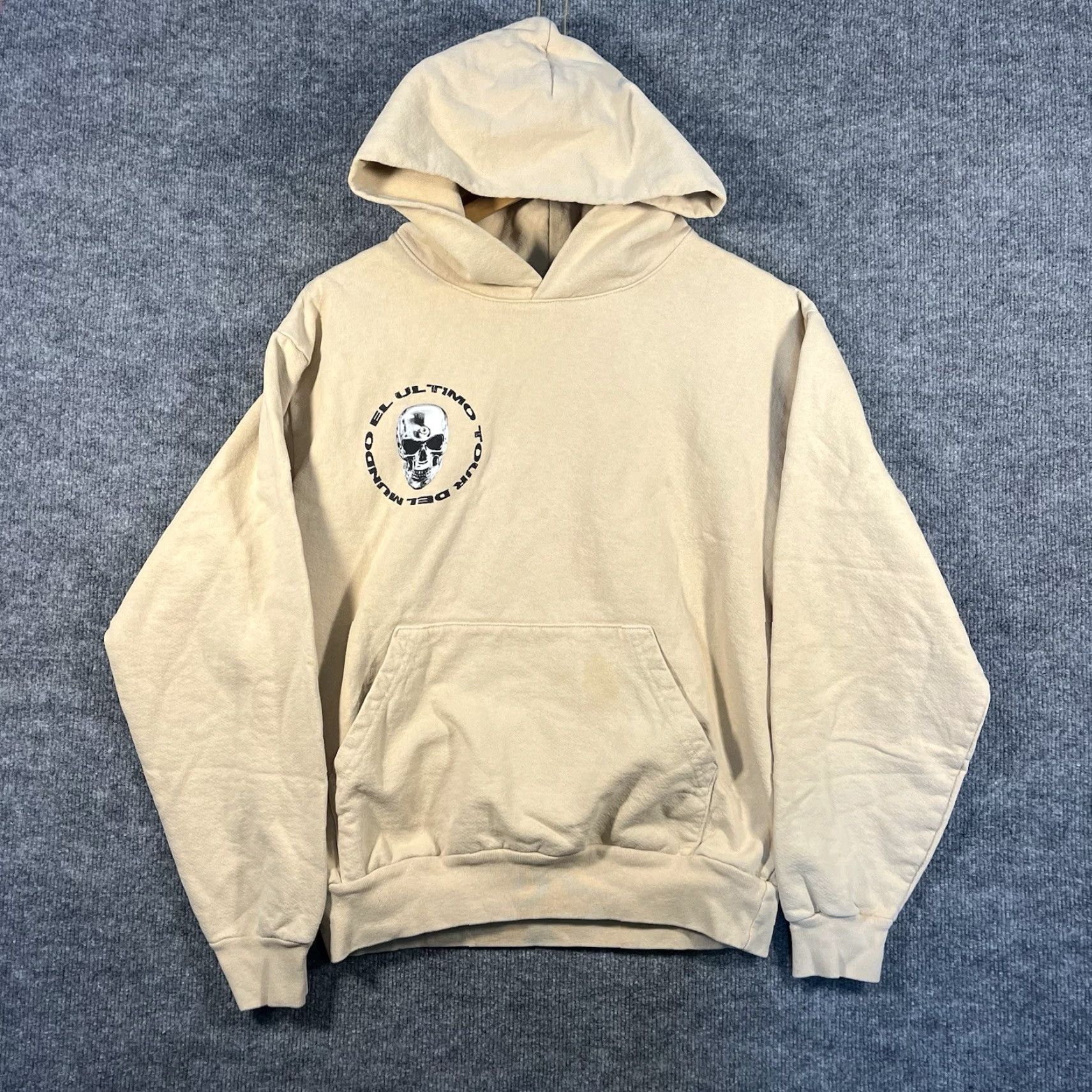 Vintage Bad Bunny El Ultimo Tour Del Mundo Unisex Hoodie Adult Medium Skull Merch Beige Size US M / EU 48-50 / 2 - 4 Thumbnail