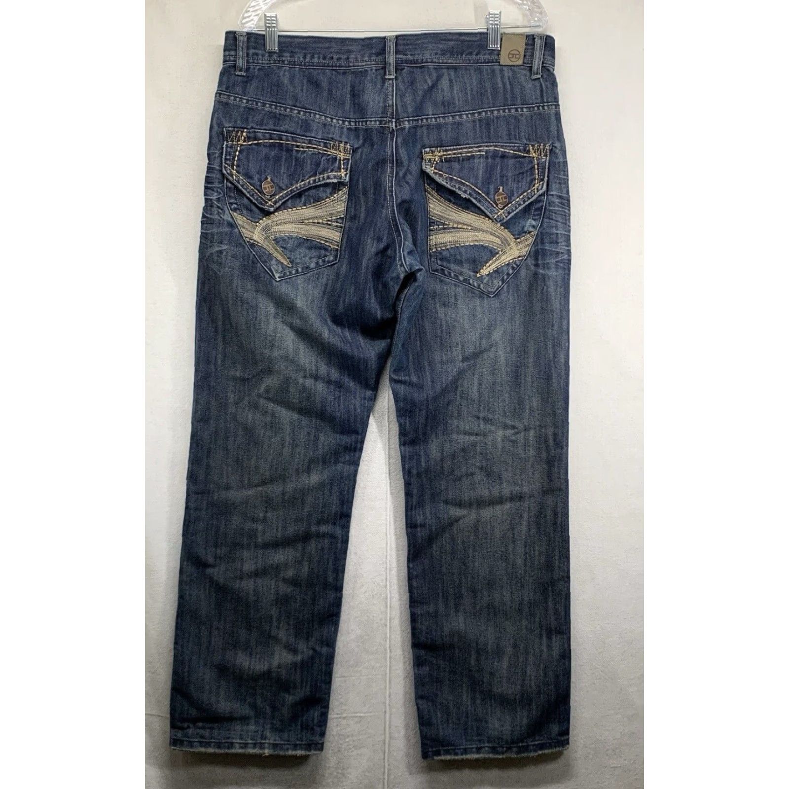 Jordan Craig VINTAGE Jordan Craig Men's Jeans Distressed Dark Wash Denim 36x32 Relaxed Fit Straight Pockets City Grunge Hip Hop Size US 36 / EU 52 - 2 Thumbnail