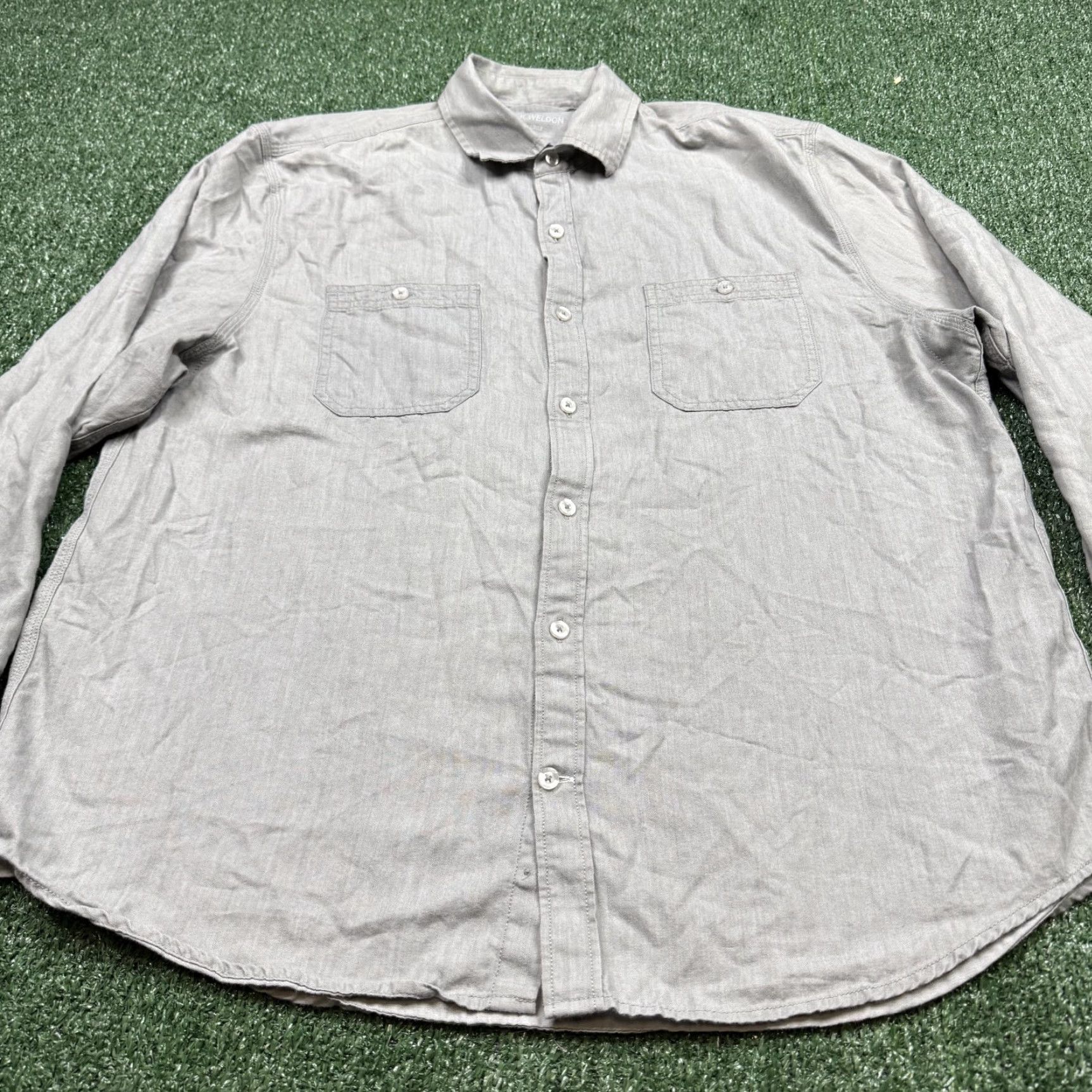 Mack Weldon Button-Up Shirt Mens XL Gray Long Sleeve Pockets Collared Shirt - Button-Down Casual Classic 100% Cotton Manchester Neckline: Collared