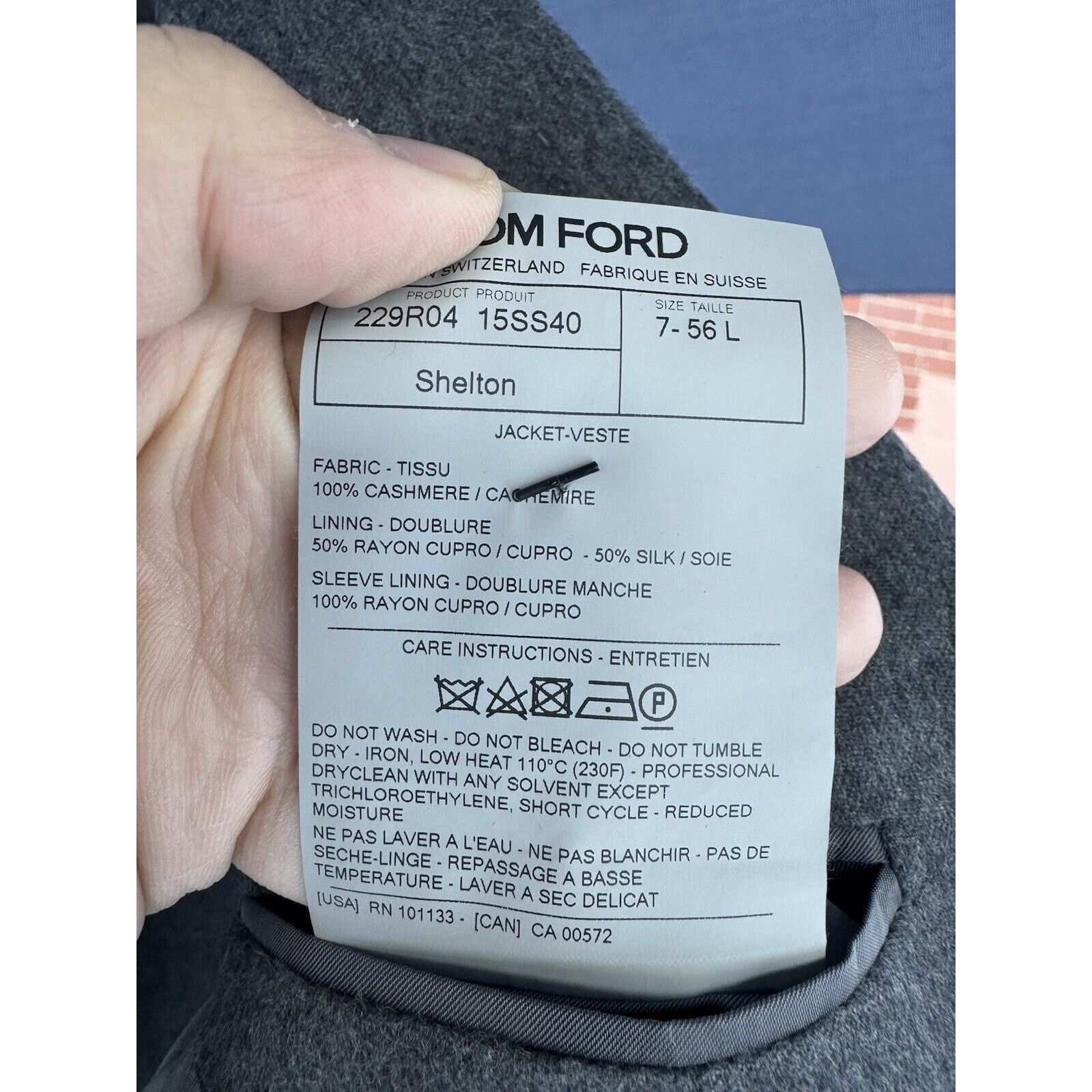 Tom Ford Tom Ford PeakLapel Cashmere GrayFlannel Shelton Jacket 56/46 Size 46L - 8 Thumbnail