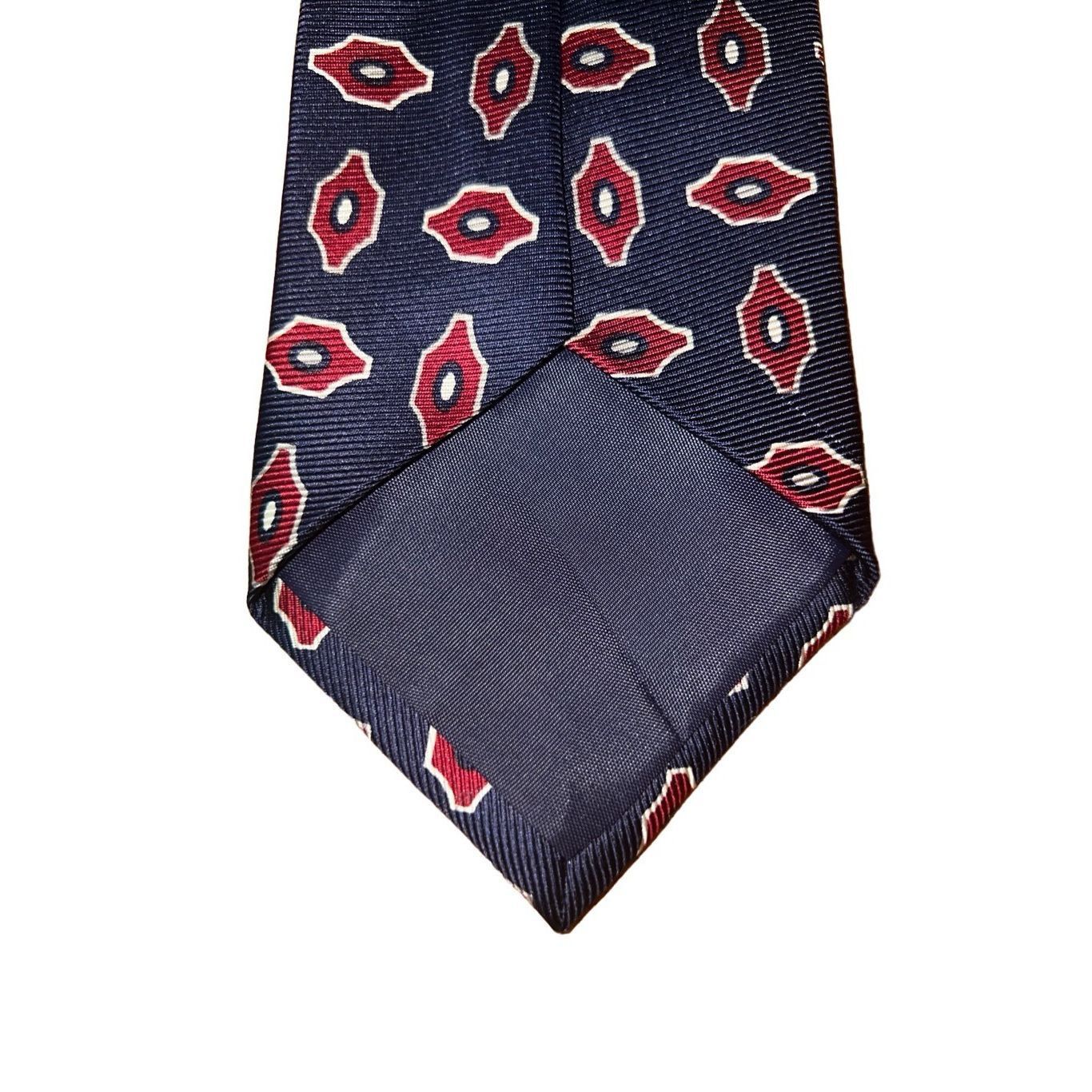 Burberry Burberry London Vintage Navy & Red Geometric Handmade 100% S Size ONE SIZE - 4 Thumbnail