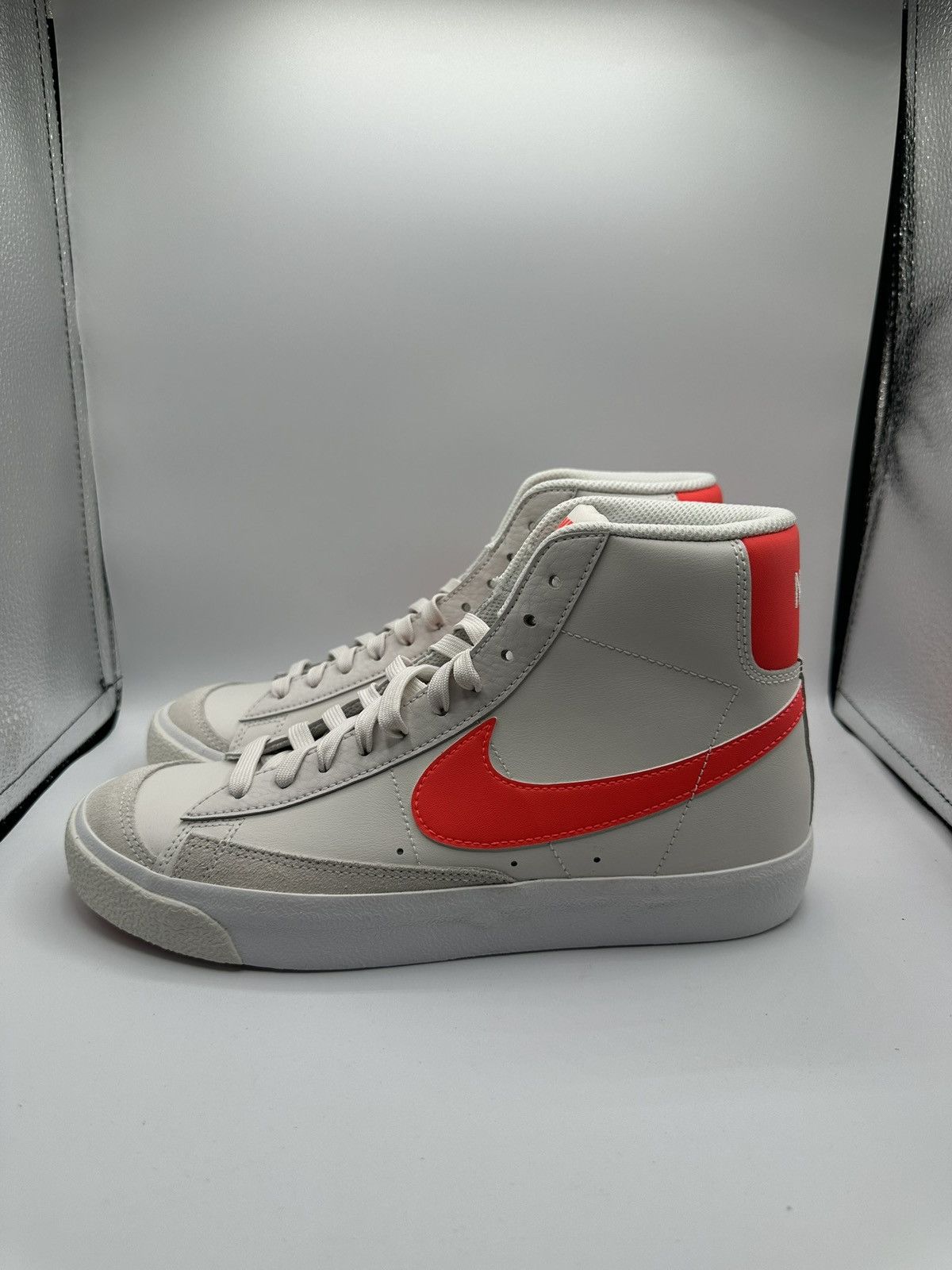 image of Nike Blazer Mid 77 Gs “Phantom Bright Crimson” Shoes in Red, Women's (Size 8.5)
