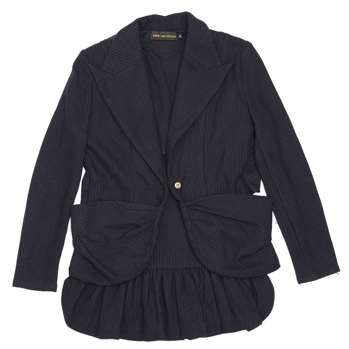 Other Robert Cary Williams Navy Wool Striped Long Blazer Jacket Size XS / US 0-2 / IT 36-38 - 15 Thumbnail