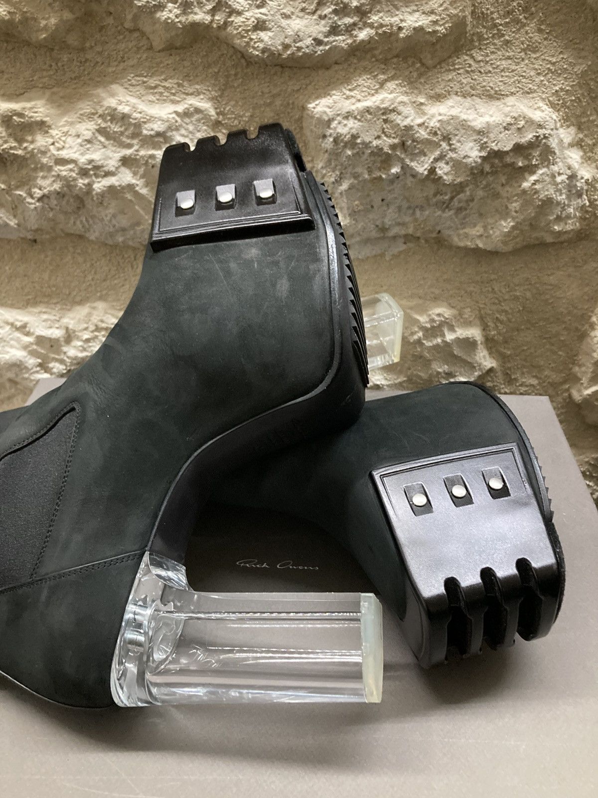 Rick Owens Black Kiss Grilled Platform Suede Heel Boots Size US 9 / EU 42 - 9 Thumbnail