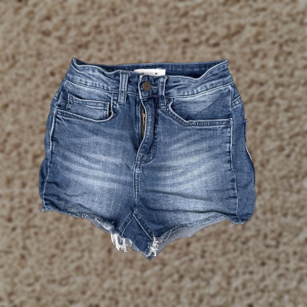 O'Neill O'Neill Denim Shorts Womens 24x4 Blue Cut-Off Raw Hem High Rise Stretch Casual Size 42" / US 20 - 1 Thumbnail