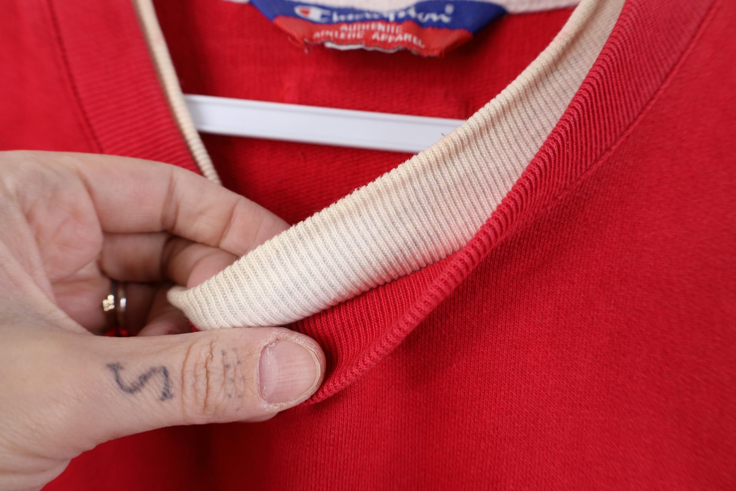 Champion Vintage 90s Champion Spell Layered Crewneck Sweatshirt Red Size M / US 6-8 / IT 42-44 - 7 Thumbnail