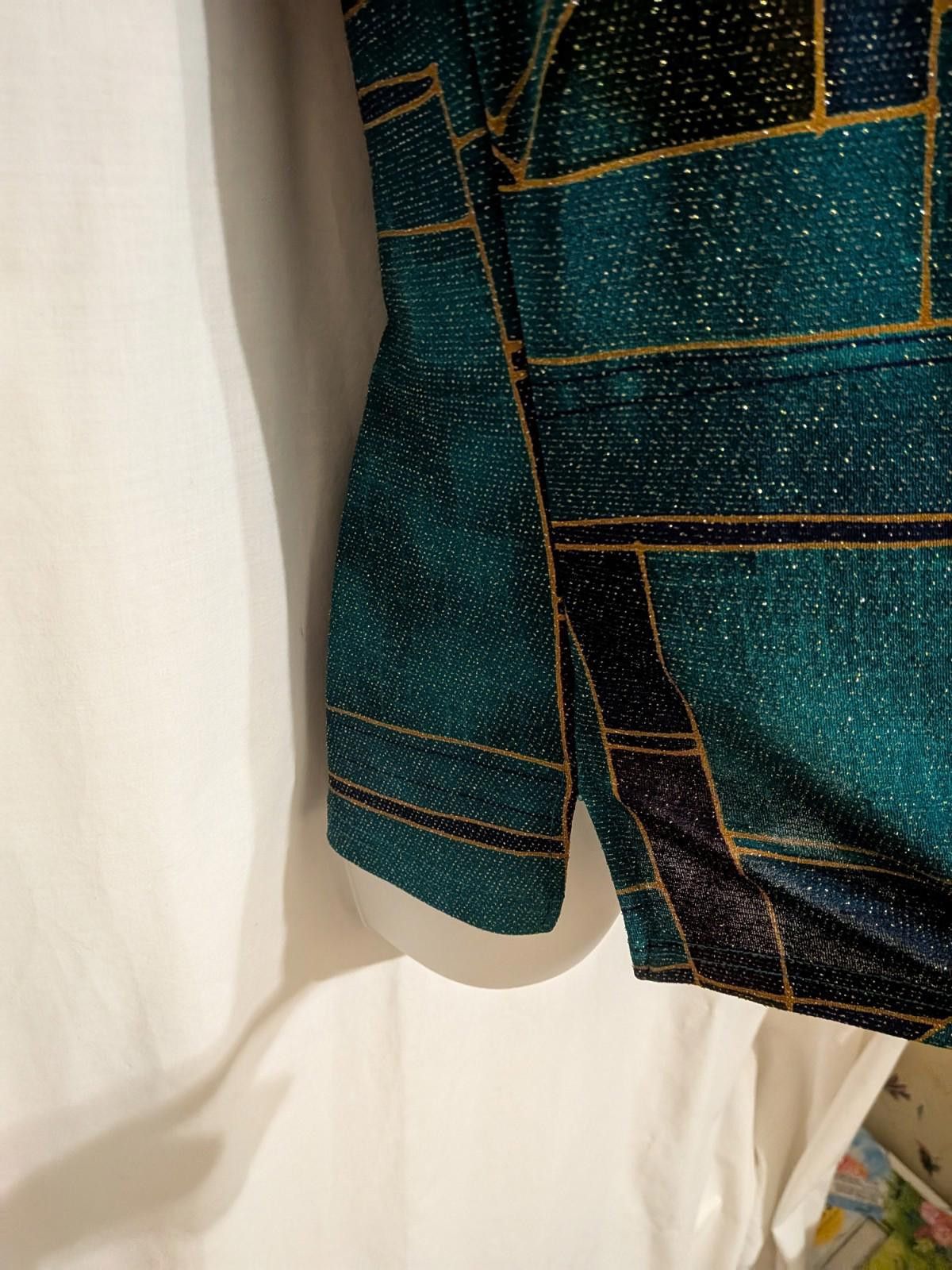 Designer VTG 90s Erin London Stretch Sparkly Color Block Shirt Sz M Size M / US 6-8 / IT 42-44 - 5 Thumbnail
