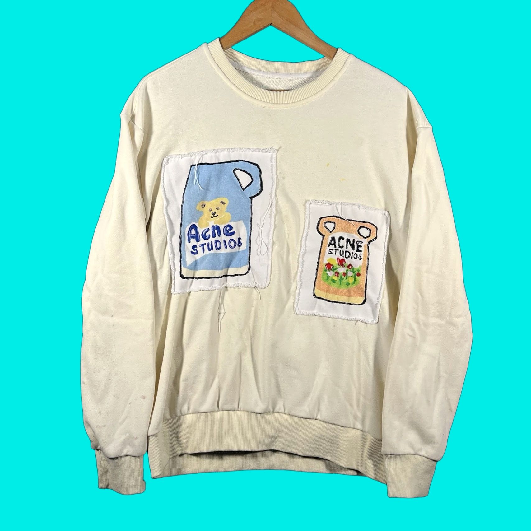 Acne Studios Grant Levy Lucero Ceramic Foebe Patch Sweatshirt Womens Large