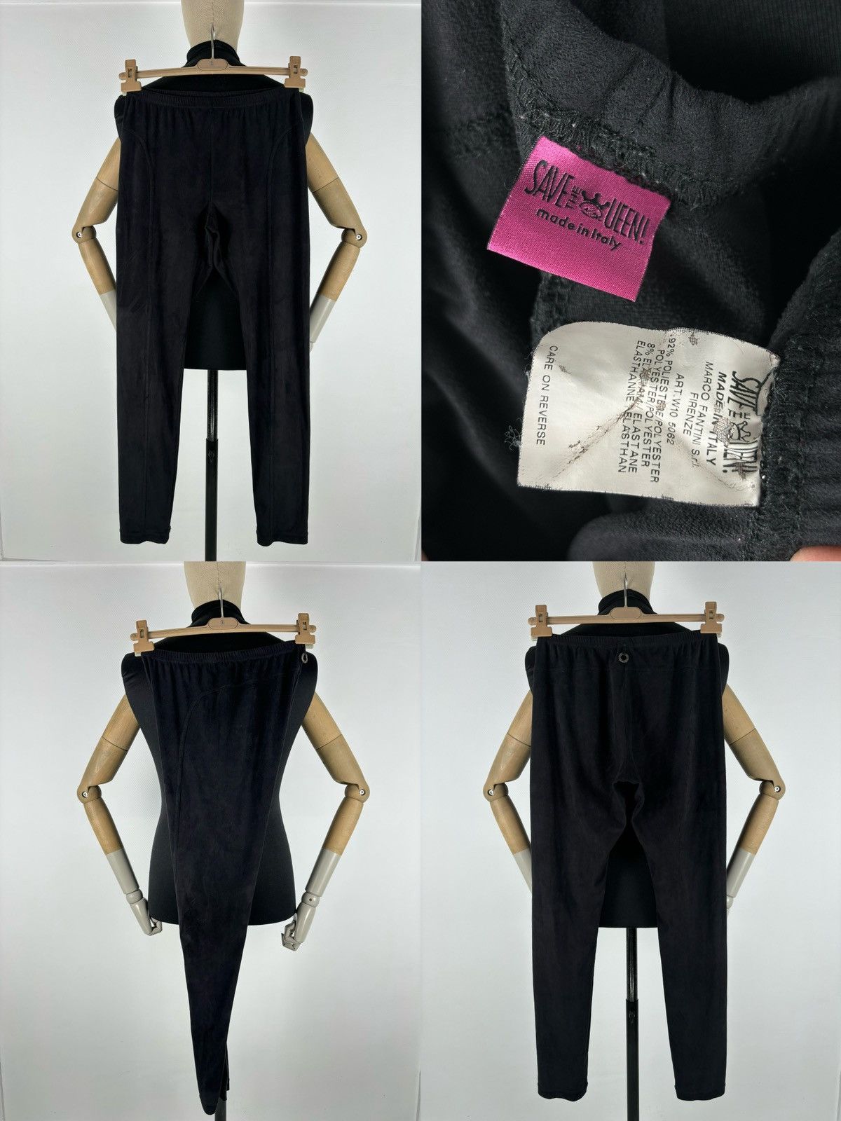 Vintage SAVE THE QUEEN Marco Fantini Suede-Velvet Italy Black Polyester Elastane Pants Trousers L Size 26" / US 2 / IT 38 - 1 Thumbnail