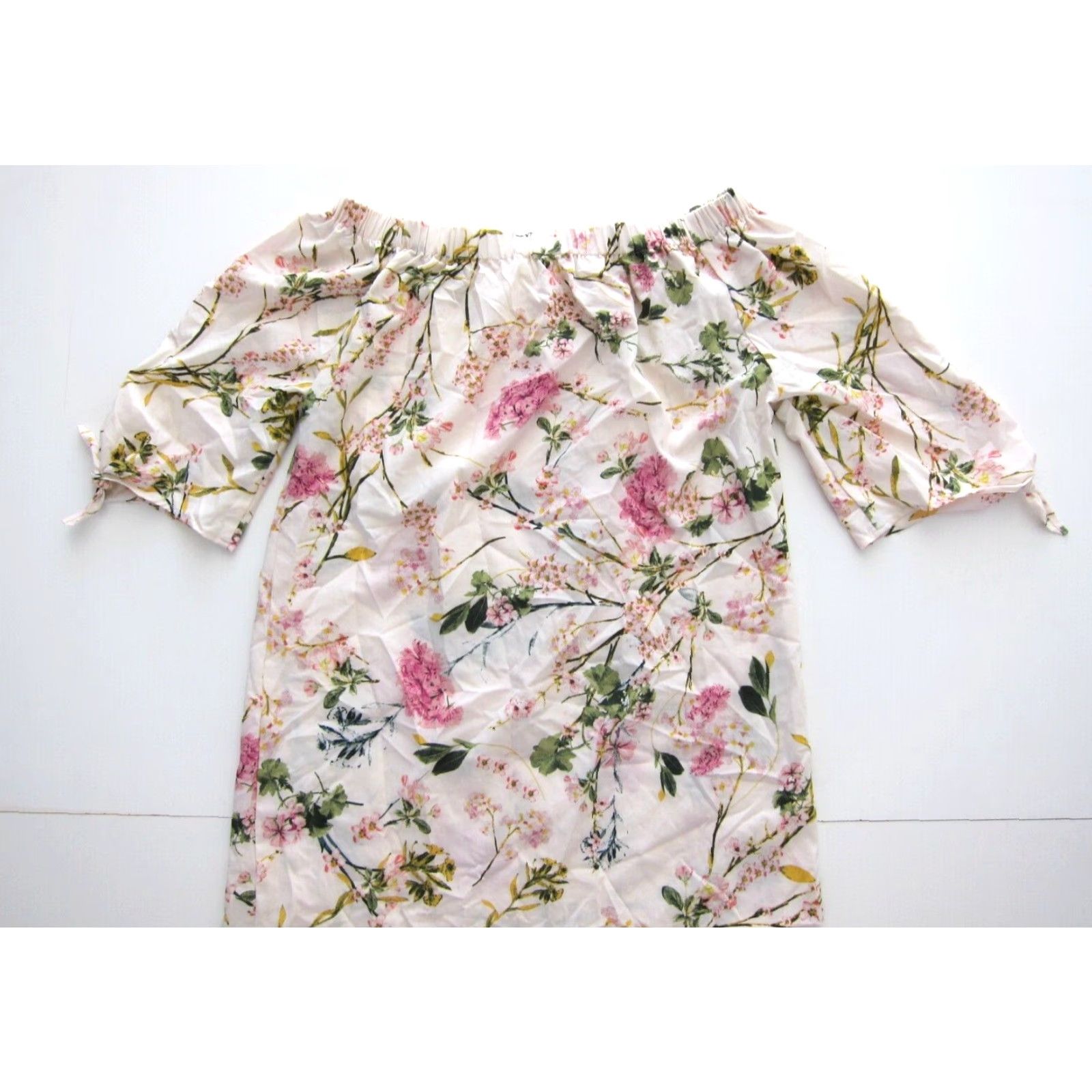 Pinko Magnolia South Stretch Pink Green Yellow Floral Off Shoulder Tunic Dress Small Size S / US 4 / IT 40 - 5 Thumbnail