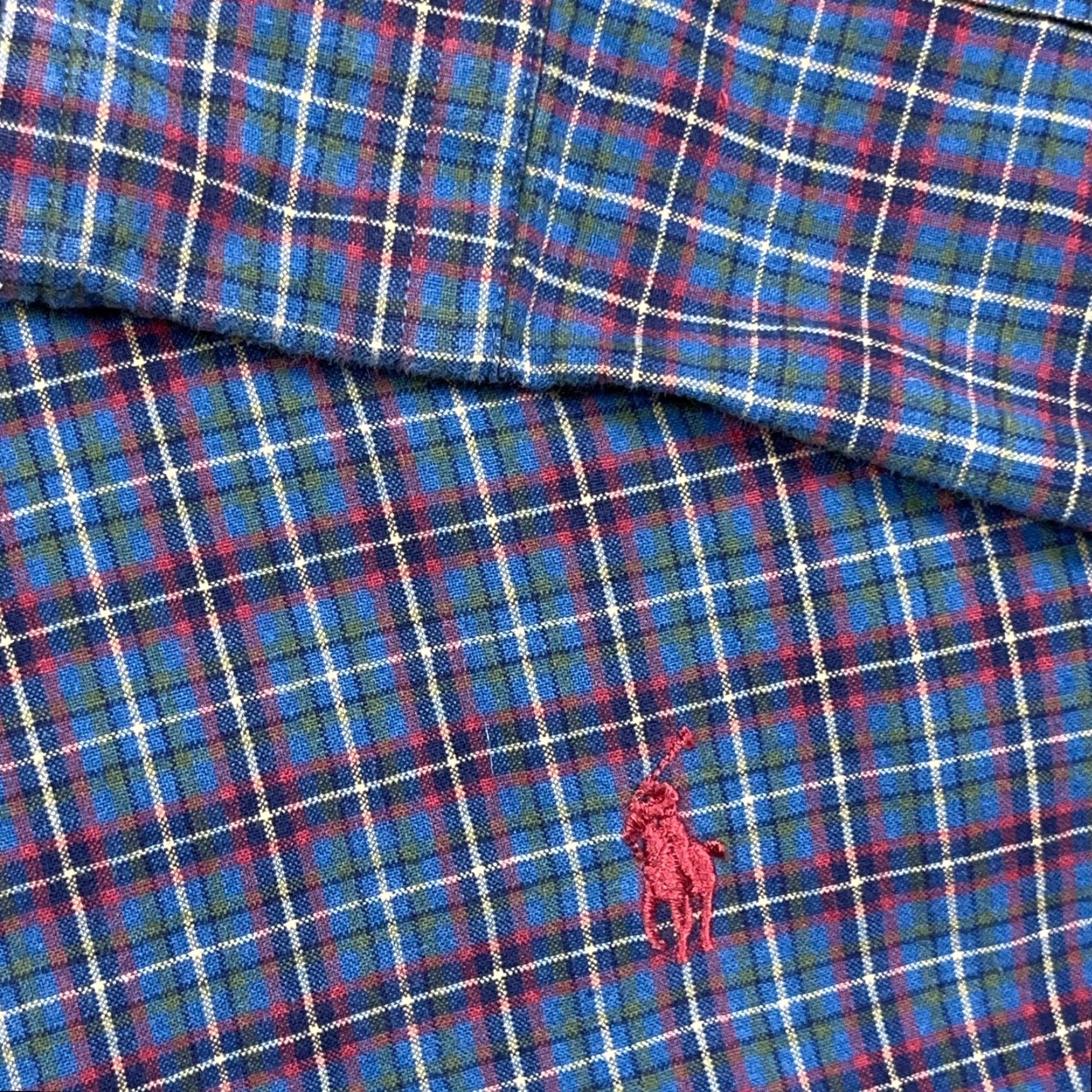 Ralph Lauren Ralph Lauren Shirt Men Medium Blue Red Plaid Button Up Classic Fit Cotton Size 40R - 3 Thumbnail
