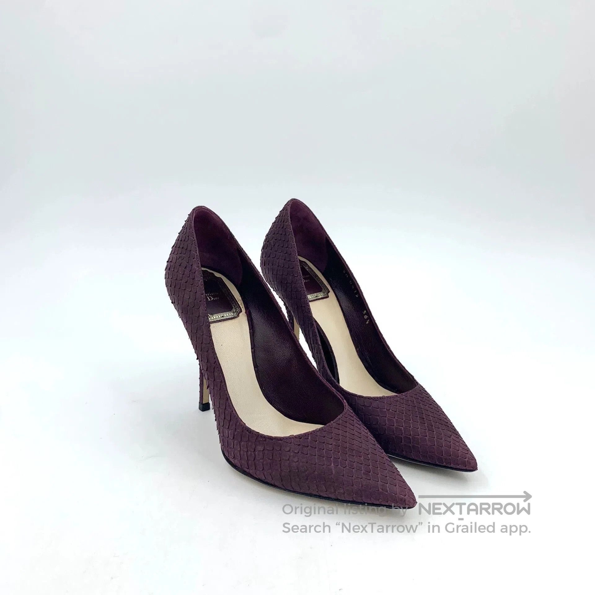 Dior Dior Purple Snakeskin Pointed Heels. Size US 5.5 / EU 38 - 2 Thumbnail