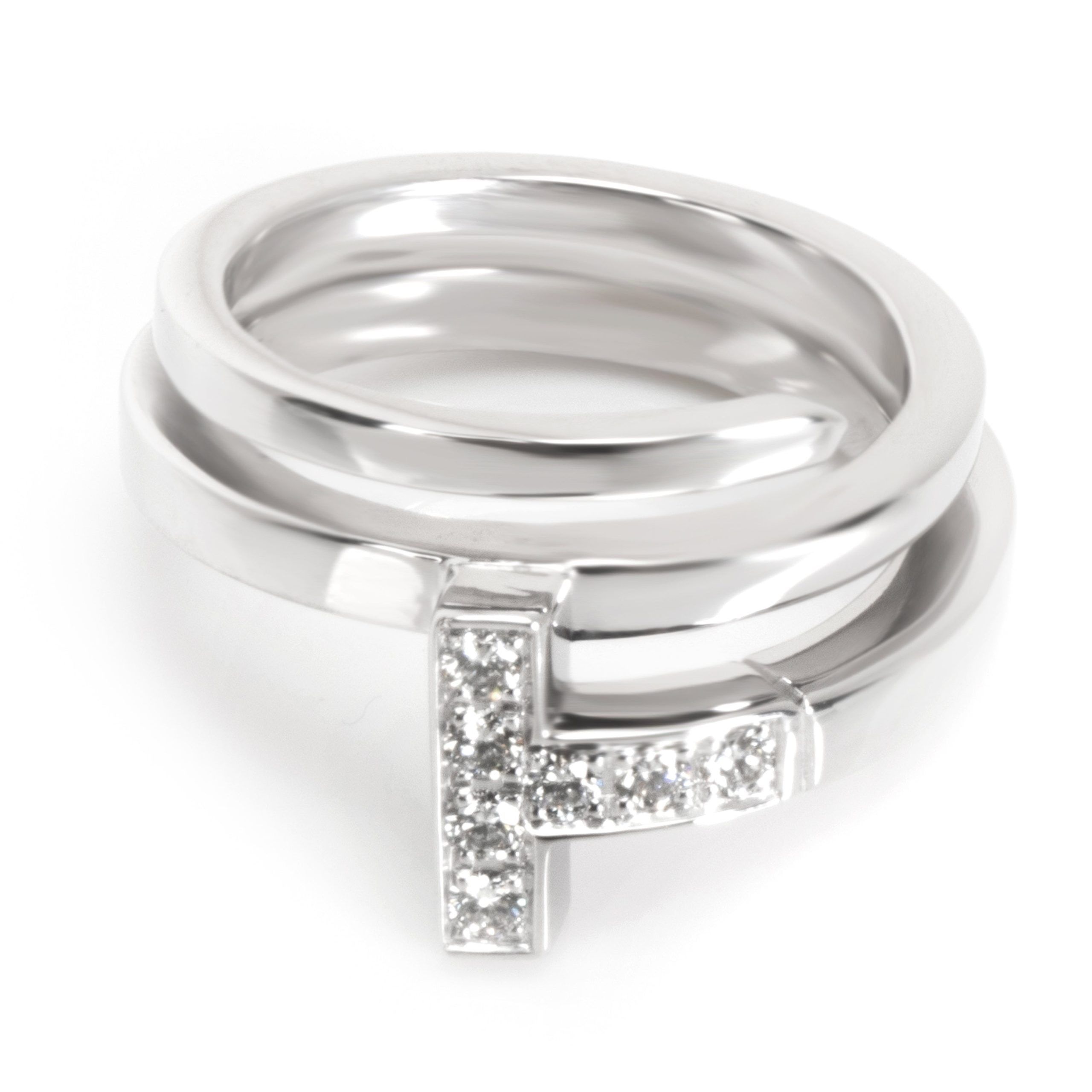 image of Tiffany Co Tiffany & Co. T Square Wrap Diamond Ring In 18K White Gold, Women's