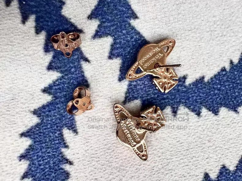 Vivienne Westwood Vivienne Westwood Rose Gold Saturn Stud Earrings Size ONE SIZE - 8 Thumbnail