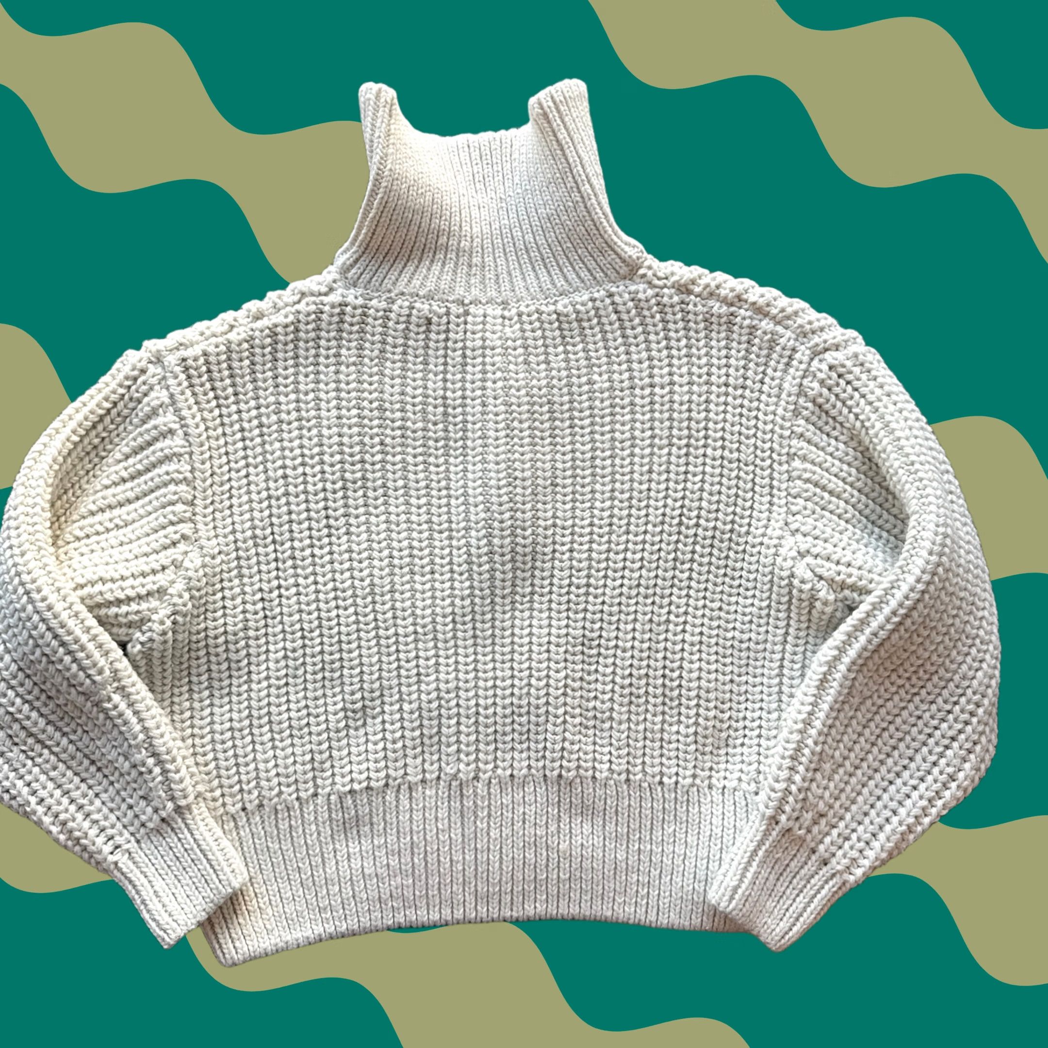 H&M VINTAGE H&M Half-Zip Cream Knit Pullover Sweater Women's XL Knitwear Casual 1/2 Zip Stand Collar Sweater XL Women’s Size XL / US 12-14 / IT 48-50 - 1 Thumbnail
