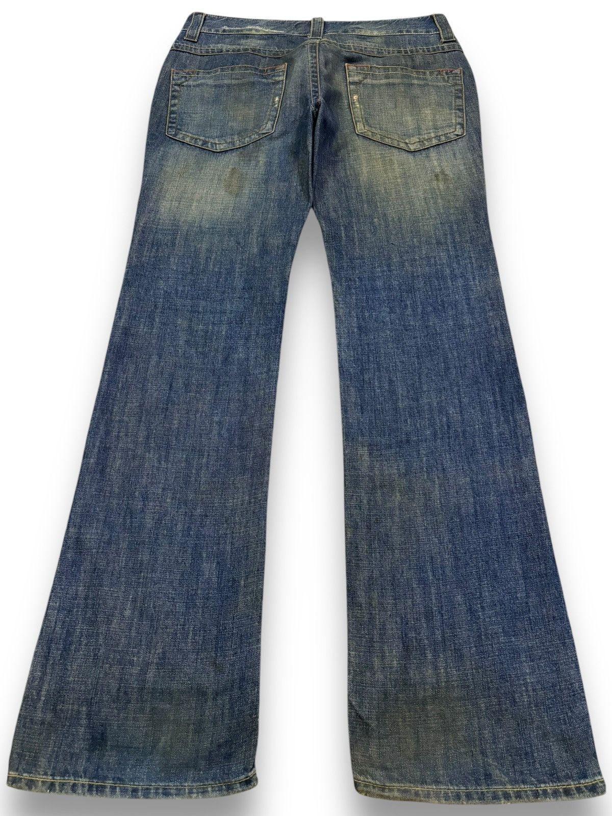 If Six Was Nine Vintage Vanquish Mud Wash Flare Distressed Grunge Jeans Size US 33 - 2 Thumbnail