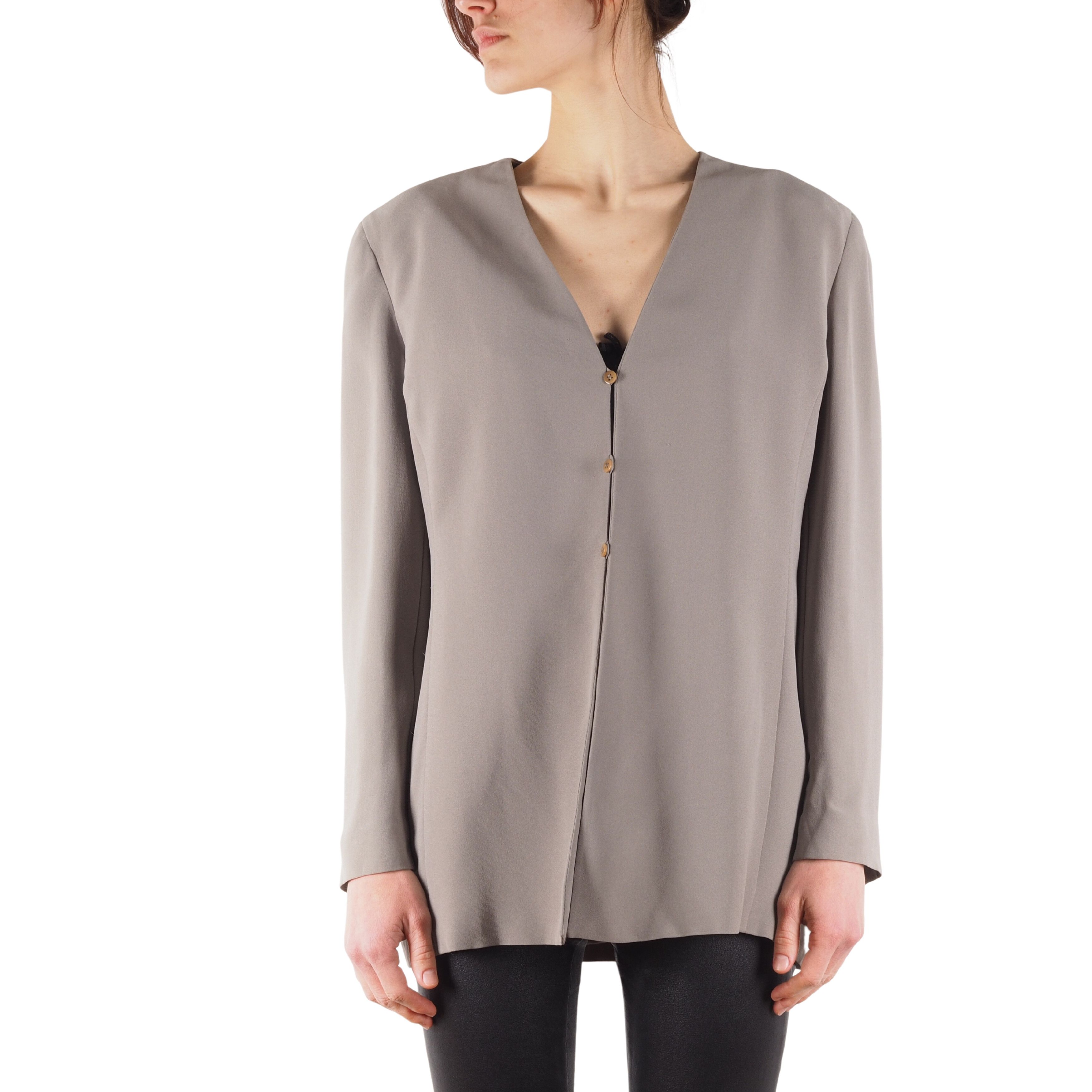 Armani × Giorgio Armani × Vintage Giorgio Armani 90s Vintage Beige Silk Blazer Jacket Size L / US 10 / IT 46 - 1 Thumbnail
