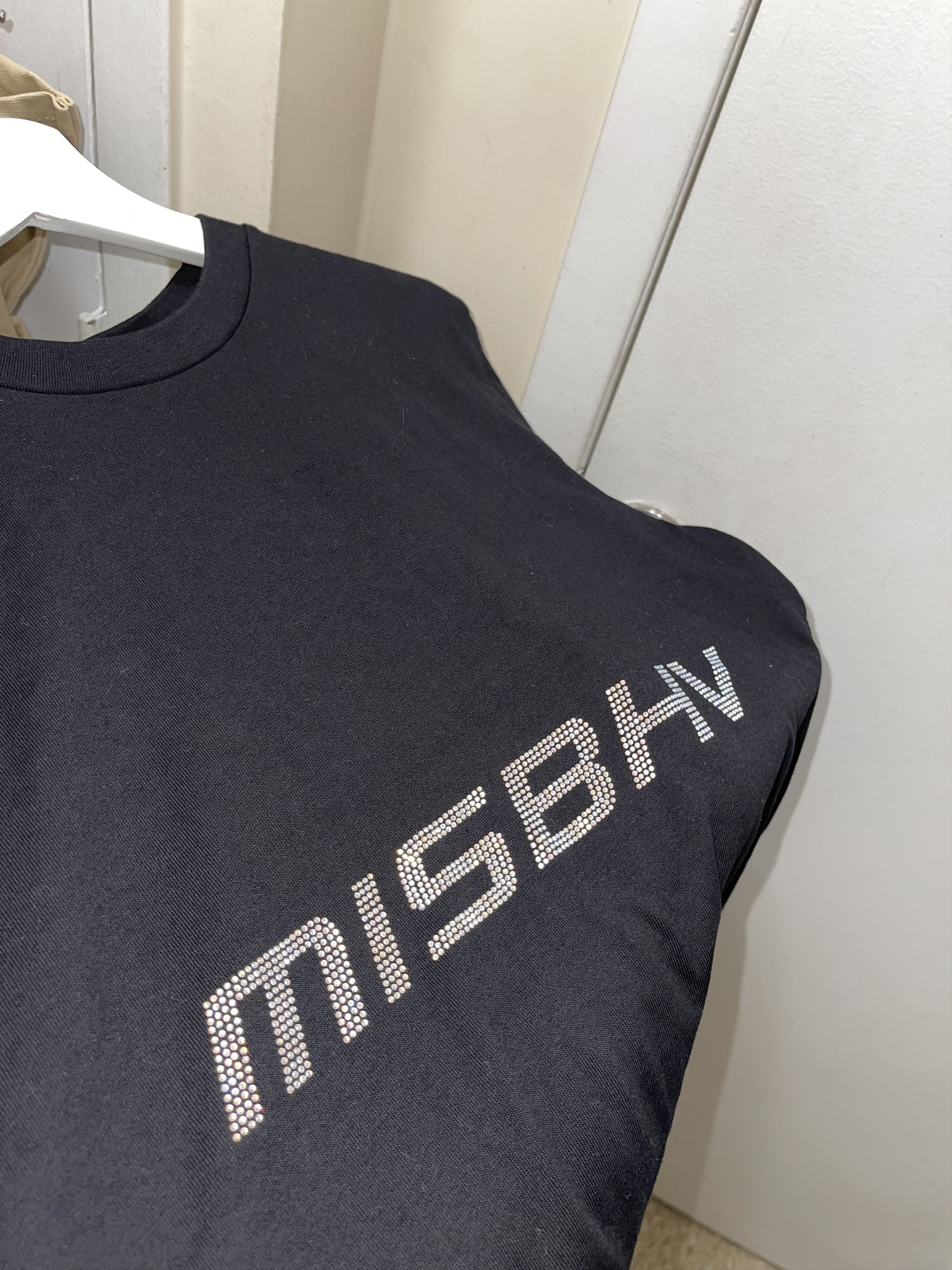 Misbhv MISBHV BLACK TEE BLING RHINESTONES SPELLOUT LOGO PRINT RARE Size US S / EU 44-46 / 1 - 12 Thumbnail