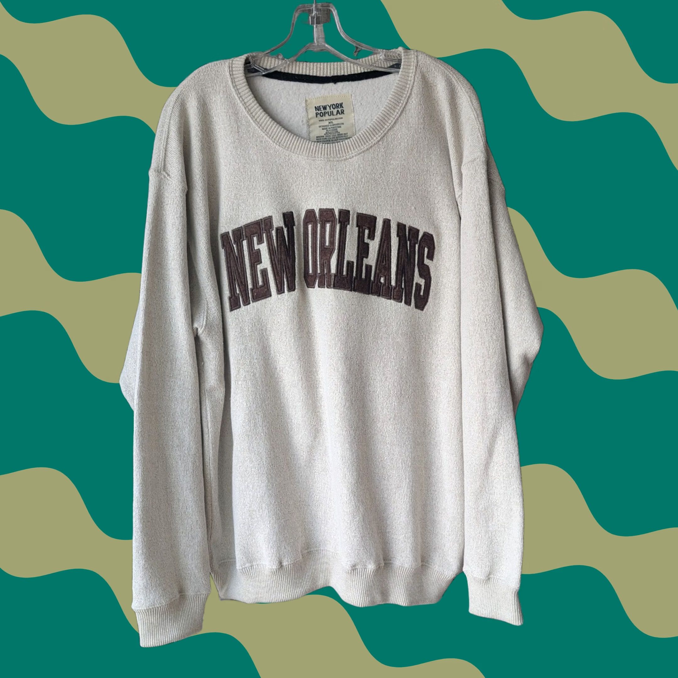 Spell New York Popular Sweatshirt Oatmeal Graphic NEW ORLEANS Mens XL Brown Crew Neck Long Sleeve Pullover University College Travel Casual Graphic Print Size US XL / EU 56 / 4 - 1 Thumbnail