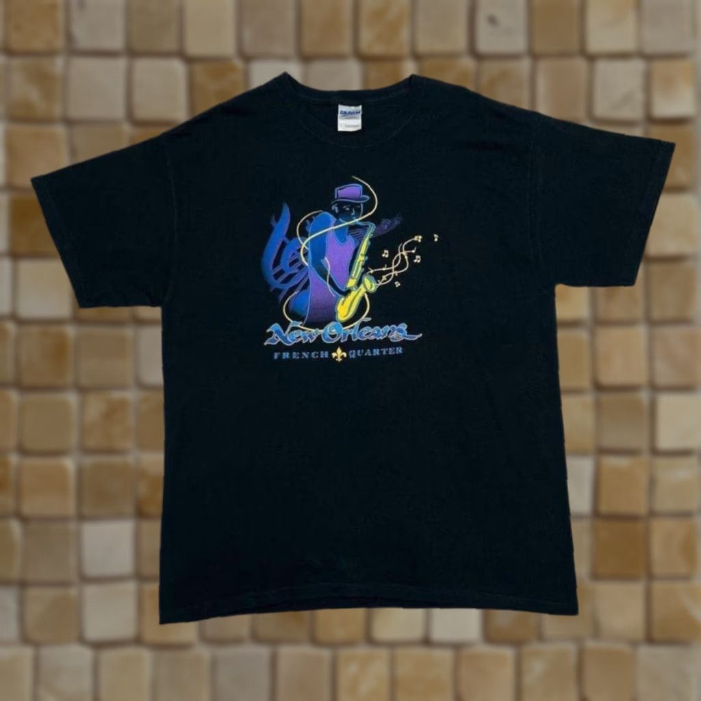 Gildan Gildan T-Shirt New Orleans “French Quarter” Souvenir Graphic Black Large Mens Shirt Graphic Print Size US L / EU 52-54 / 3 - 1 Thumbnail