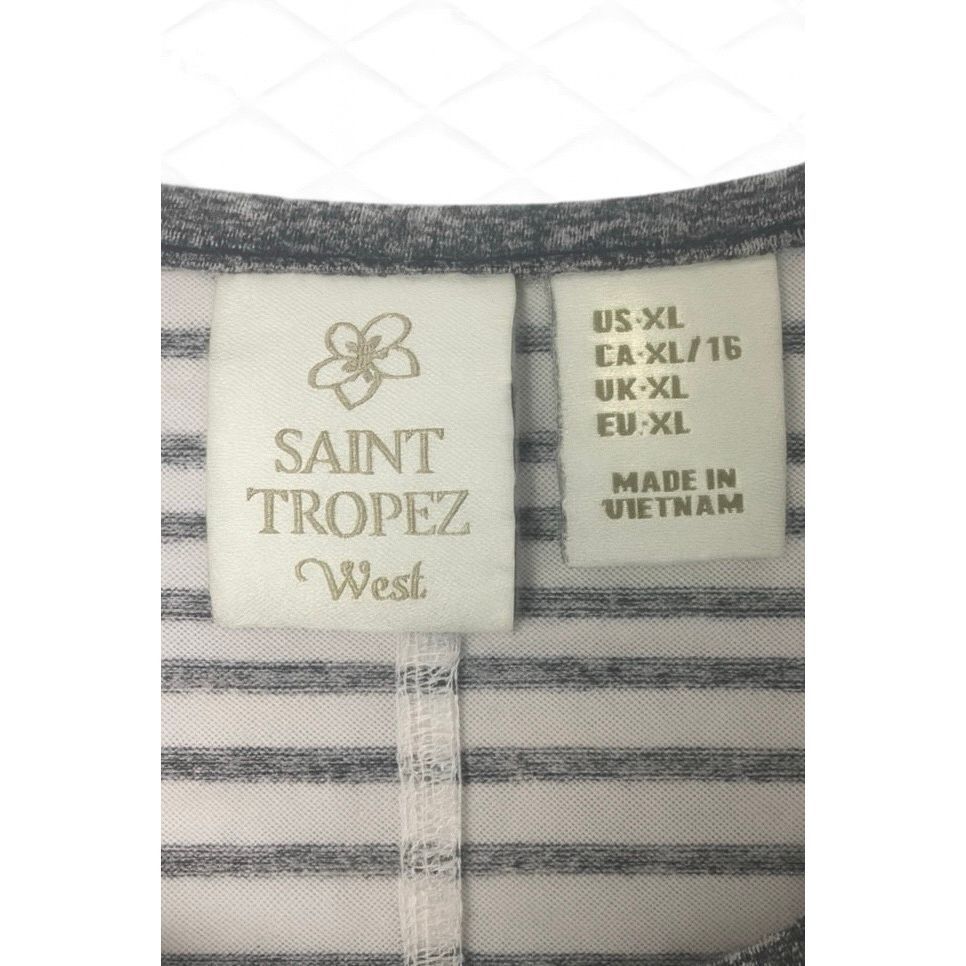 Other Saint Tropez West Women’s XL Gray White Striped Hi-Low Hem L Size XL / US 12-14 / IT 48-50 - 3 Thumbnail