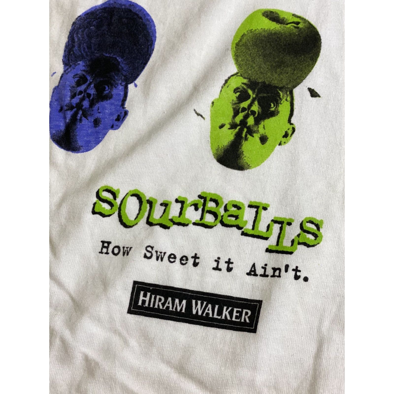 Hanes VINTAGE NOS Hanes T-Shirt Hiram Walker SourBalls Graphic Tee White XL Men Size US XL / EU 56 / 4 - 7 Thumbnail