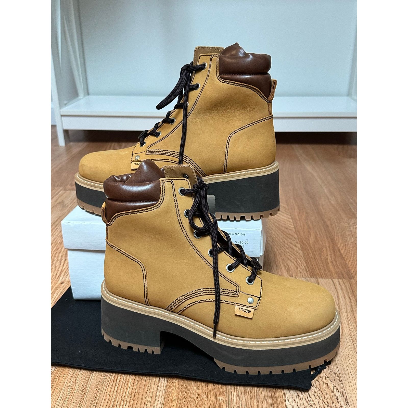 Maje NEW Maje Brown Nubuck Combat Boots Brown size 40 Size US 9.5 / IT 39.5 - 6 Thumbnail