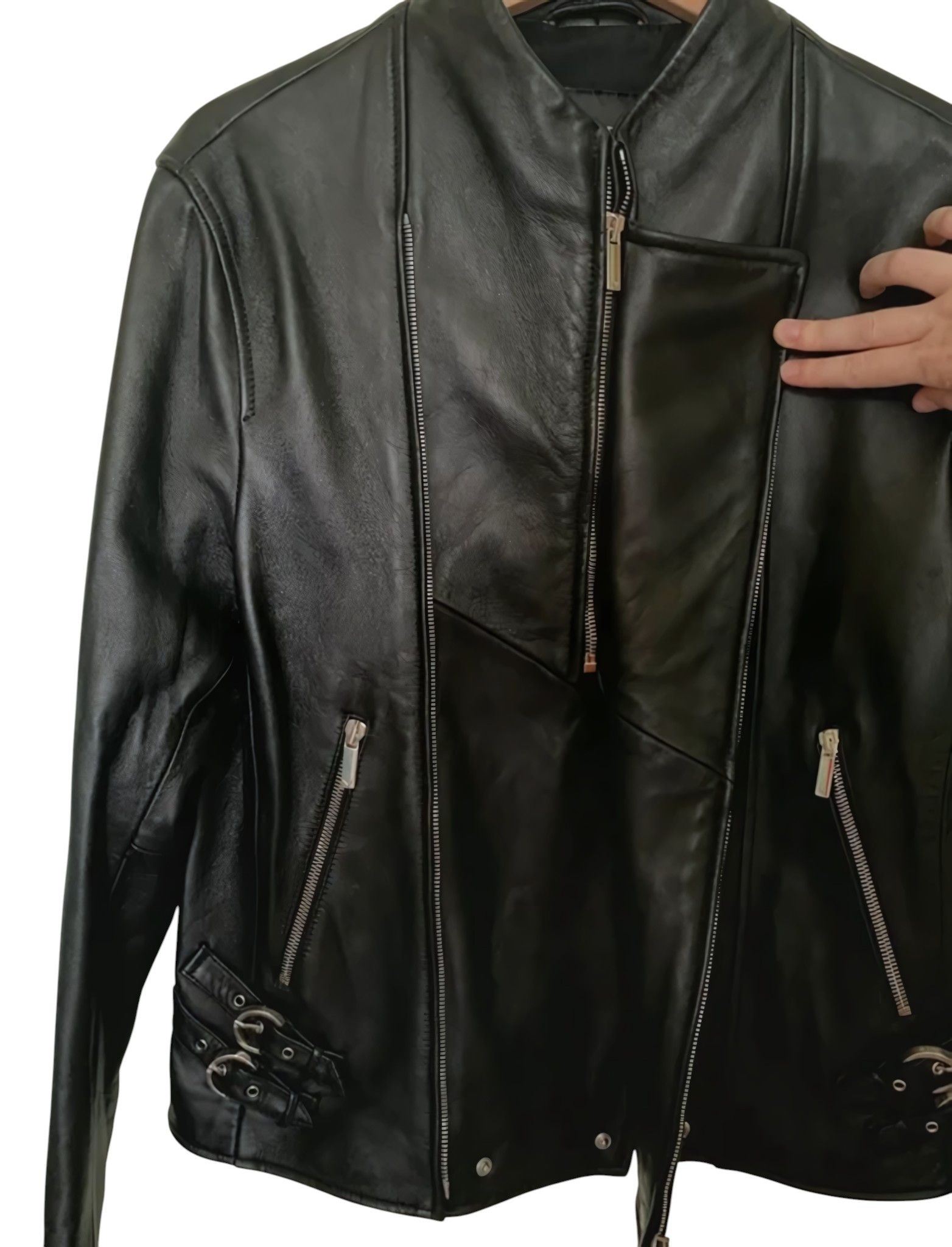 Emporio Armani LAMBSKIN LEATHER BIKER JACKET Size US M / EU 48-50 / 2 - 4 Thumbnail