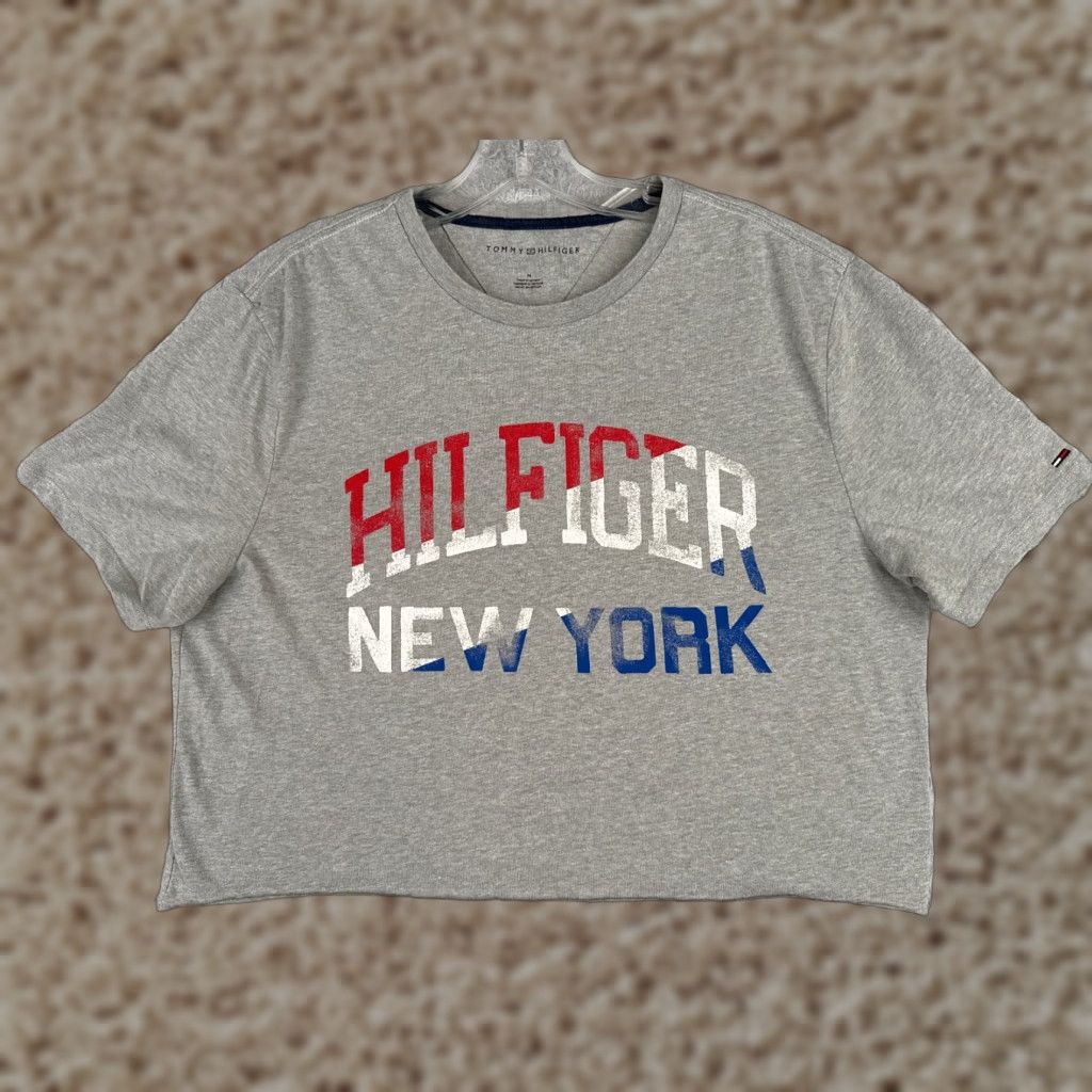 Tommy Hilfiger Tommy Hilfiger Gray Crop Shirt Women Medium Cotton Short Sleeve Crew Neck Casual T-Shirt Classic Size M / US 6-8 / IT 42-44 - 1 Thumbnail