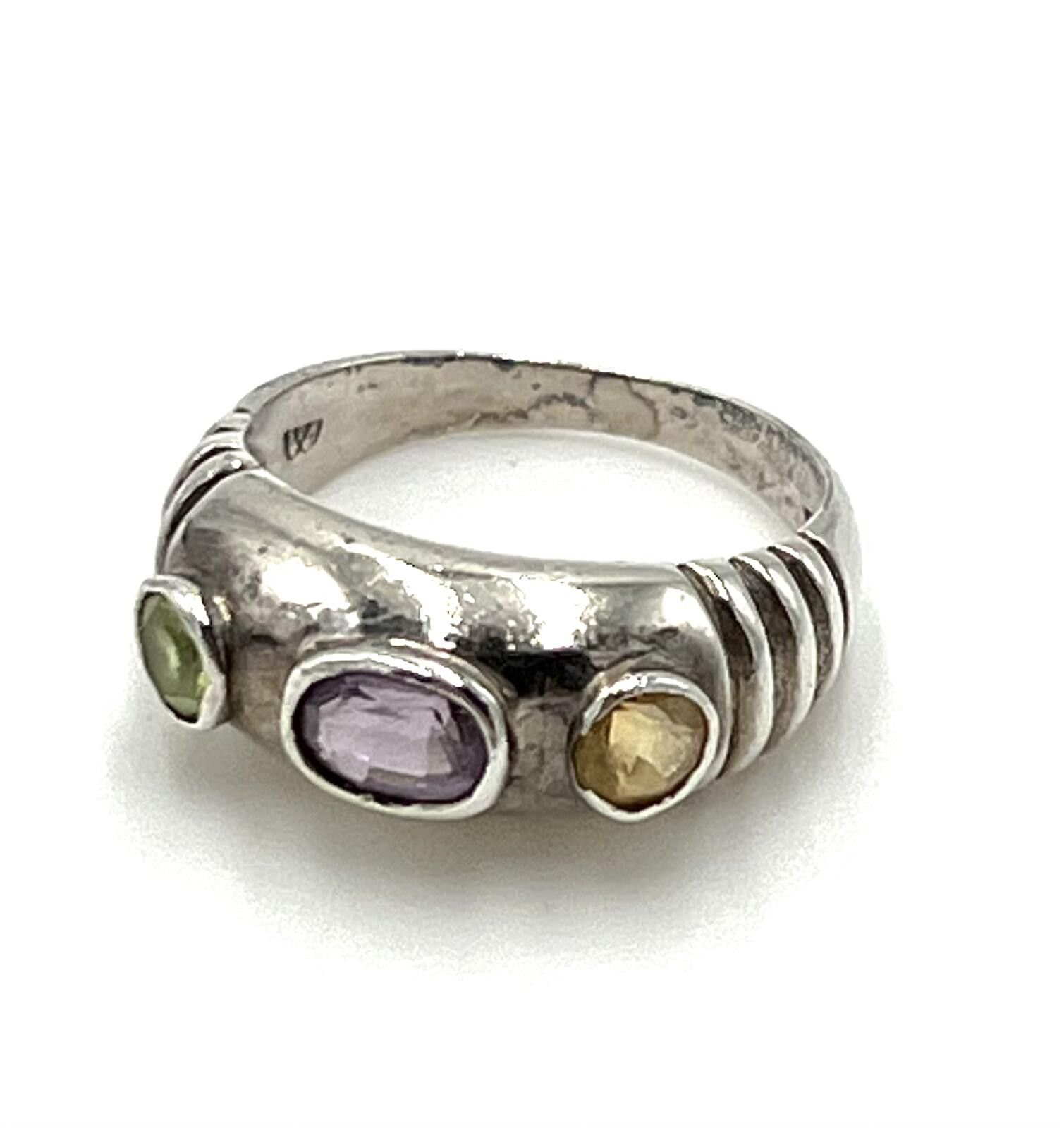 Other Sterling Silver Amethyst, Peridot, Citrine Sculpted Ring Size ONE SIZE - 1 Thumbnail