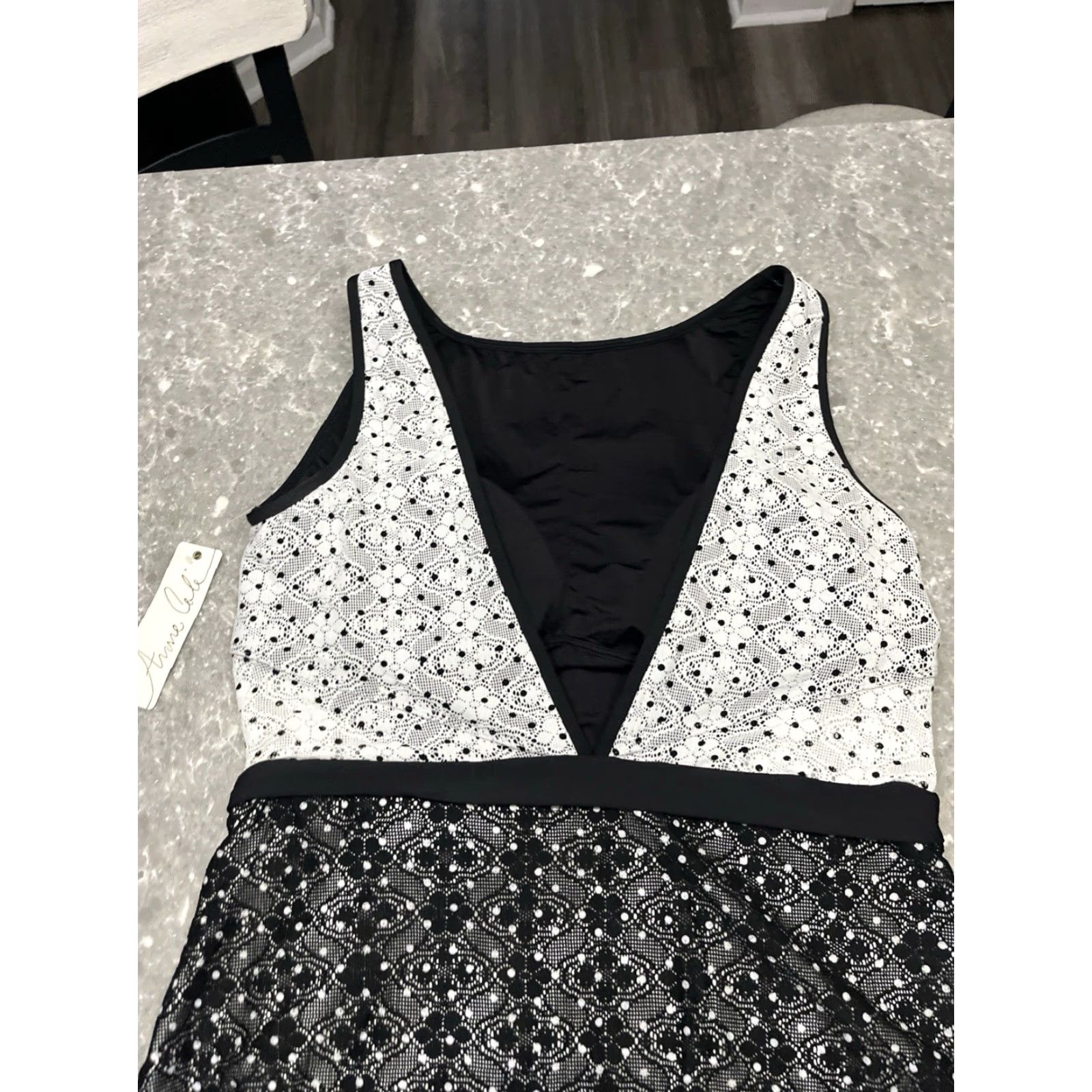 Vintage Anne Cole Womens One Piece Swimsuit 18W Black White Lace New With Tags Size ONE SIZE - 4 Thumbnail